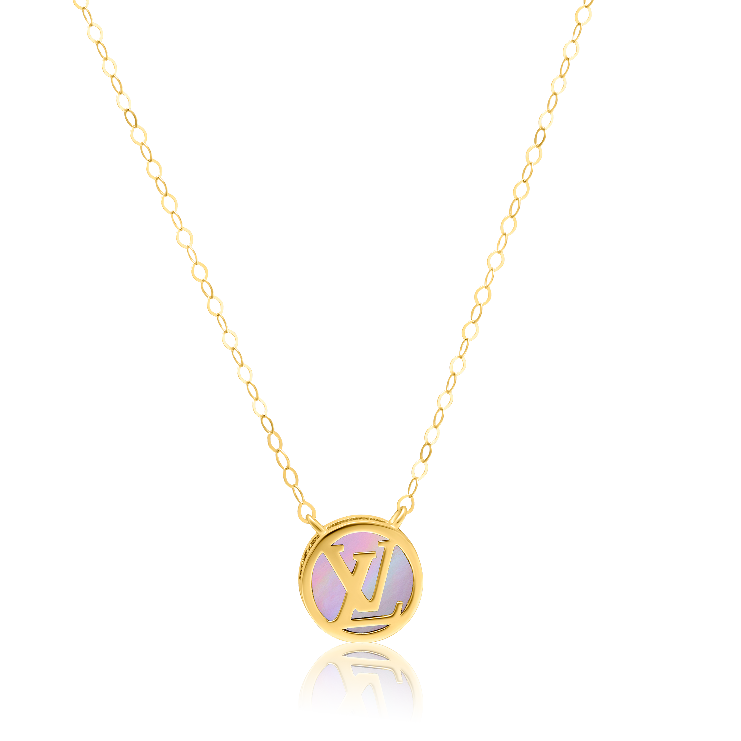 18K Pure Gold Round Pink L.V Jewelry Set Talagold