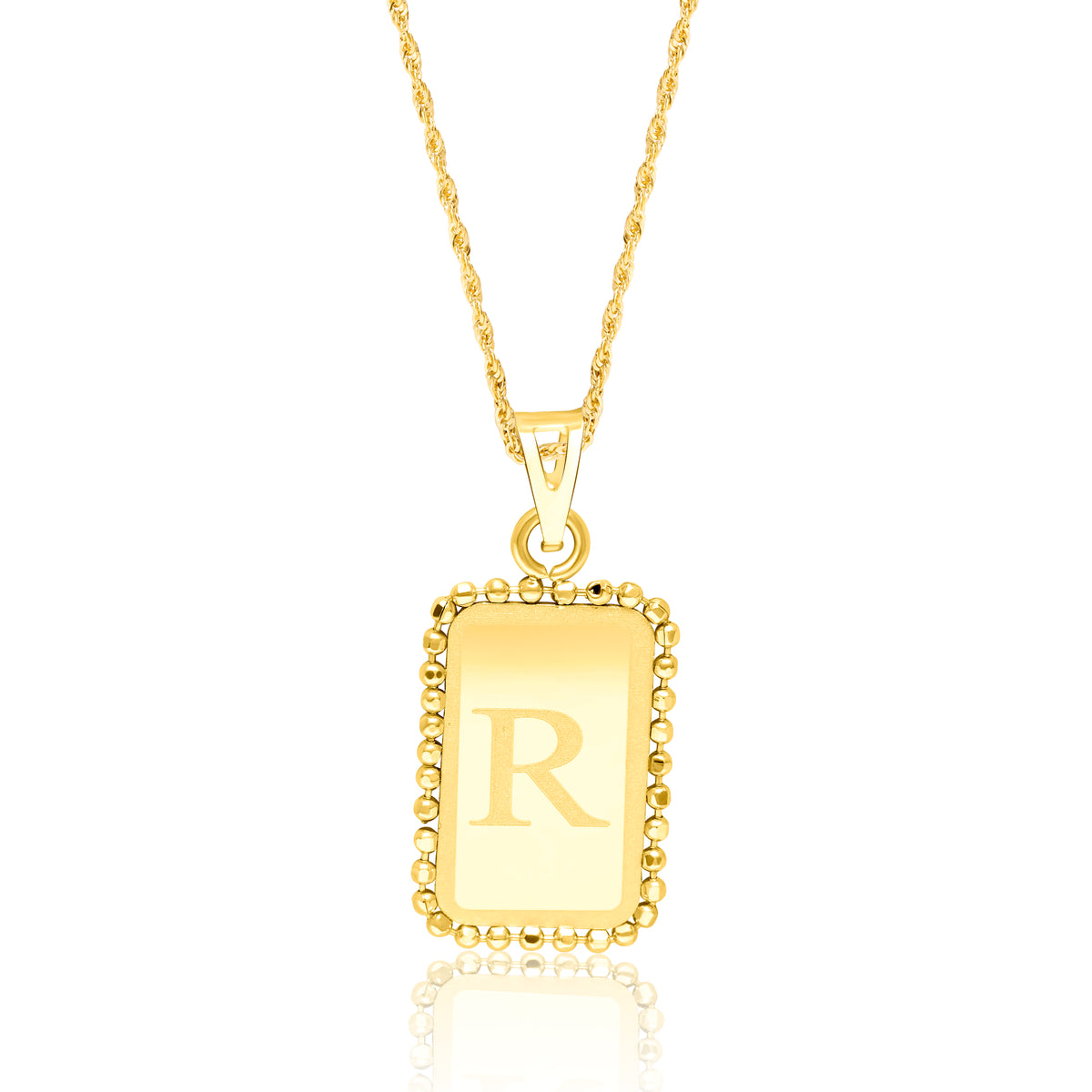 18K Pure Gold Letter R Seed Necklace Talagold – Tala Gold Collection