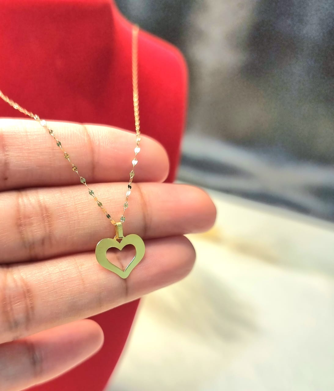 18K Pure Gold Heart Necklace