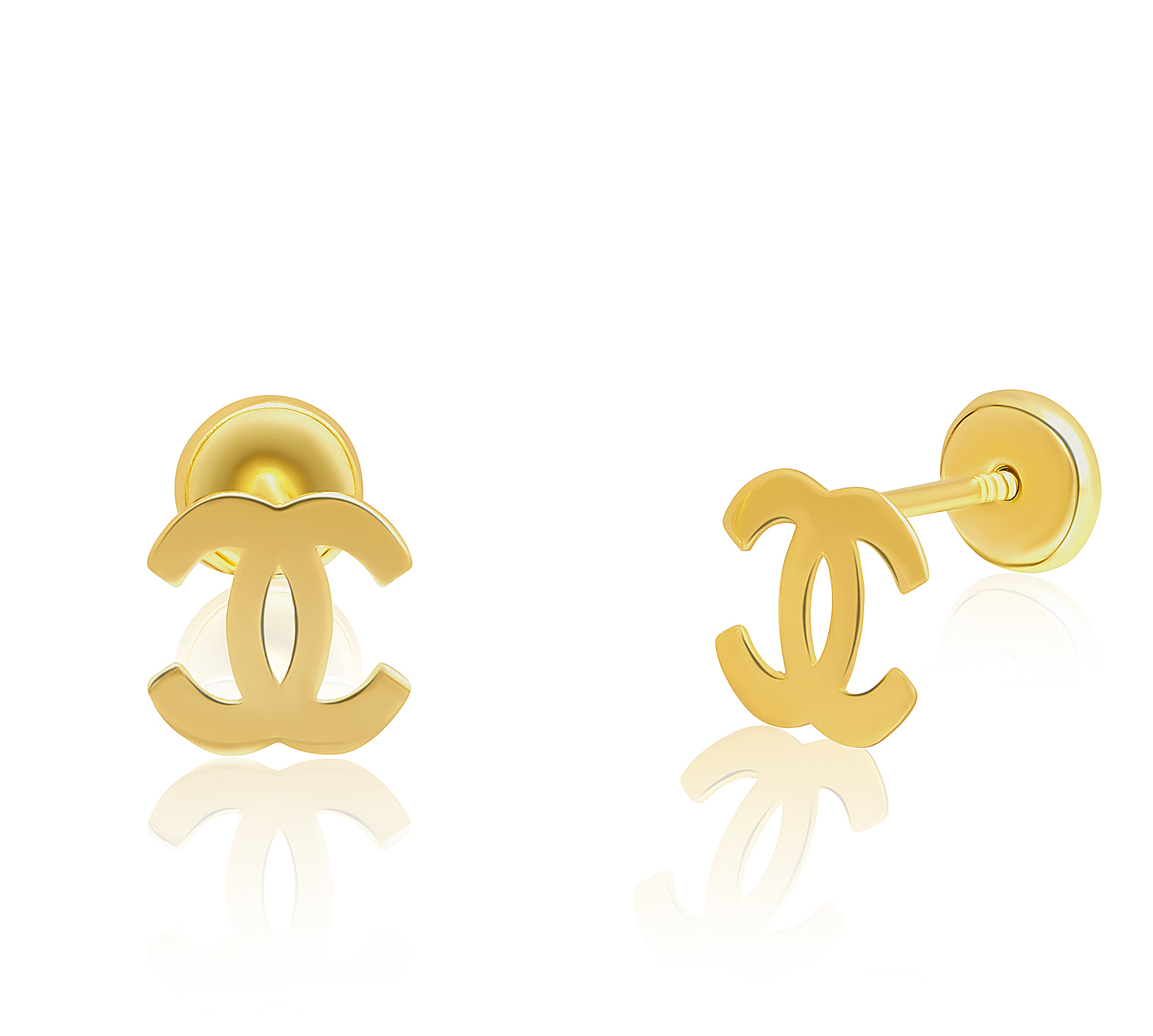 18K Pure Gold C.H Screw Earring Set Talagold