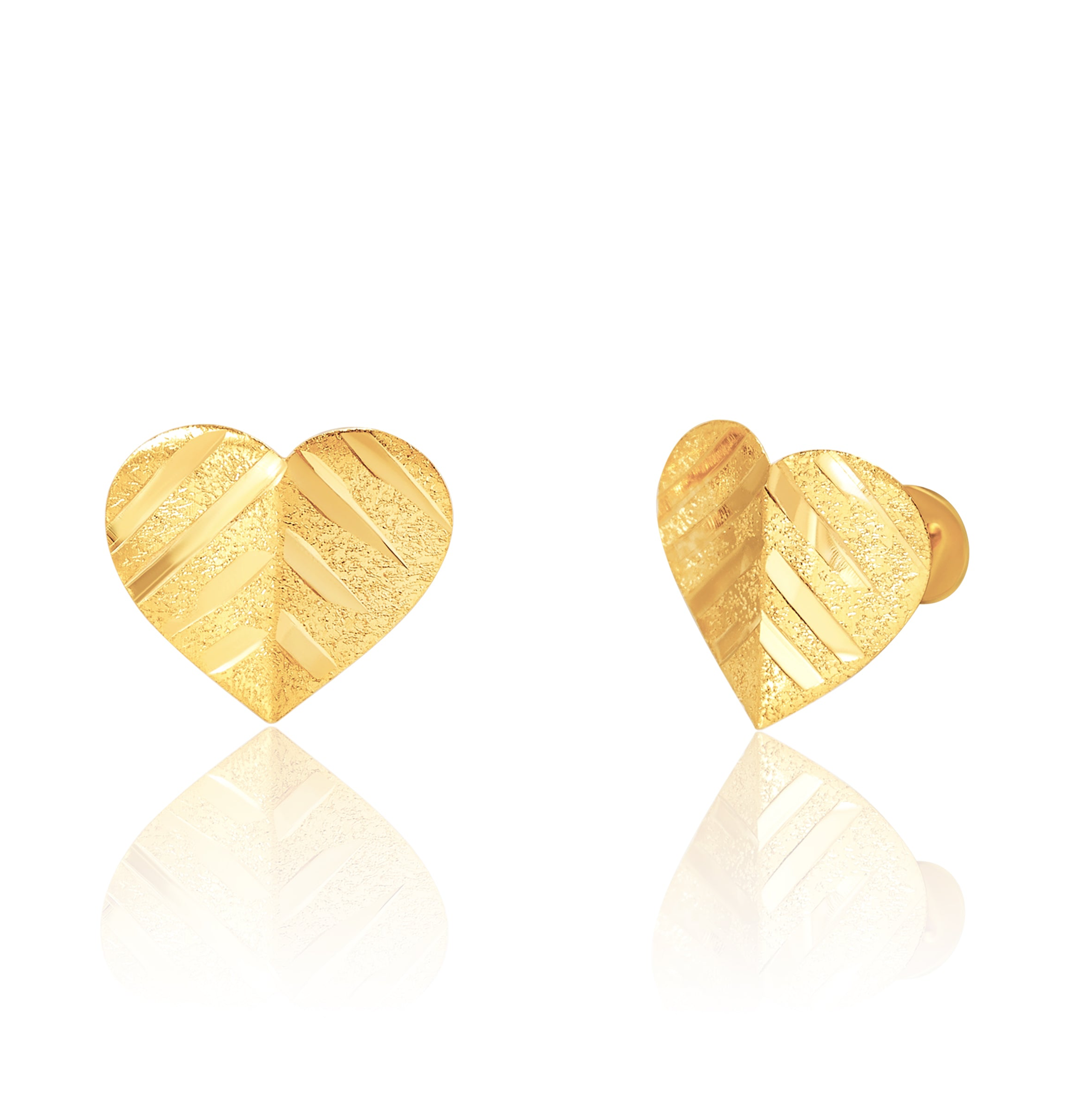 18K Pure Gold Heart Screw Earring Set Talagold