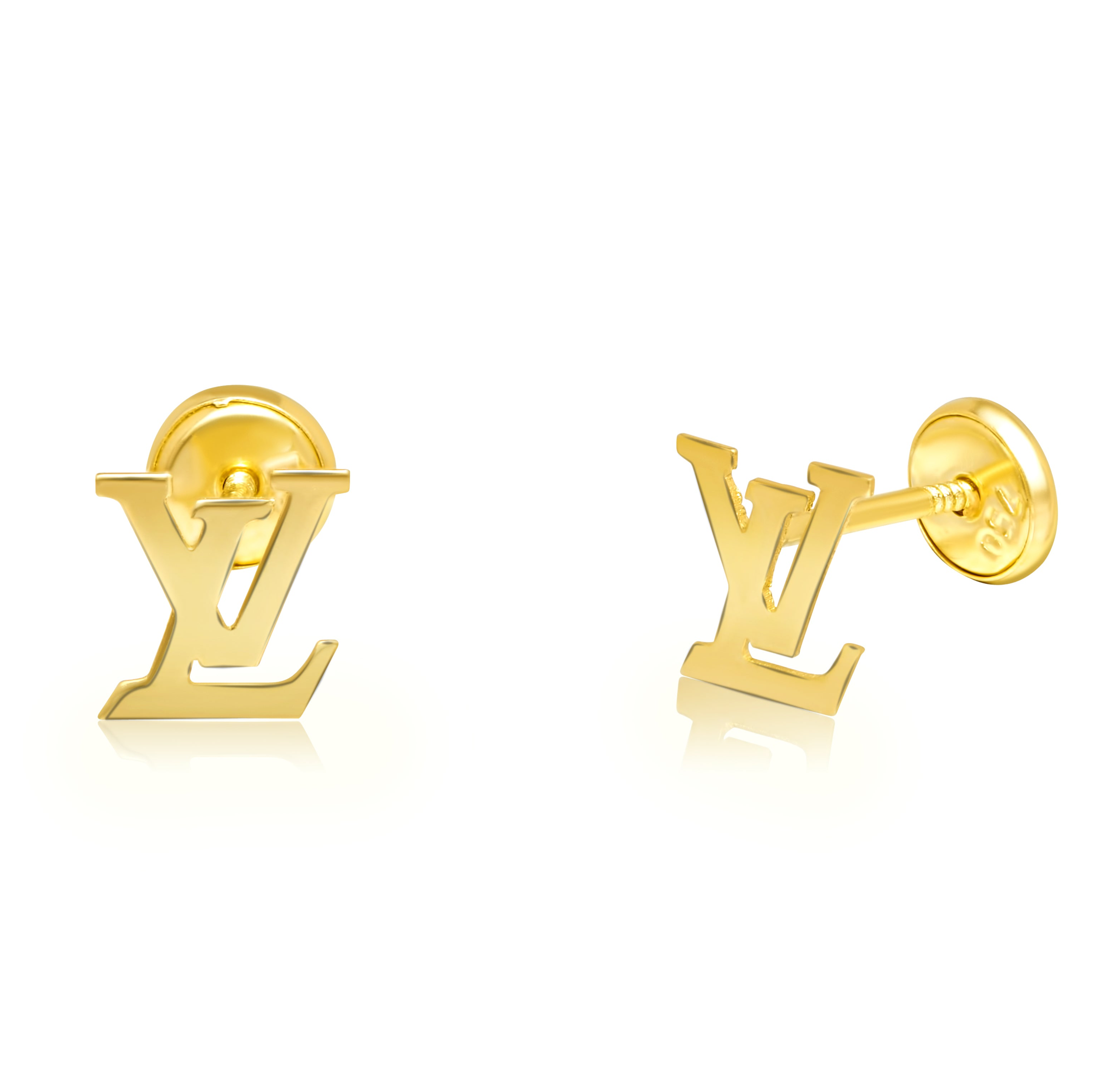 18K Pure Gold L.V Screw Earring Set Talagold