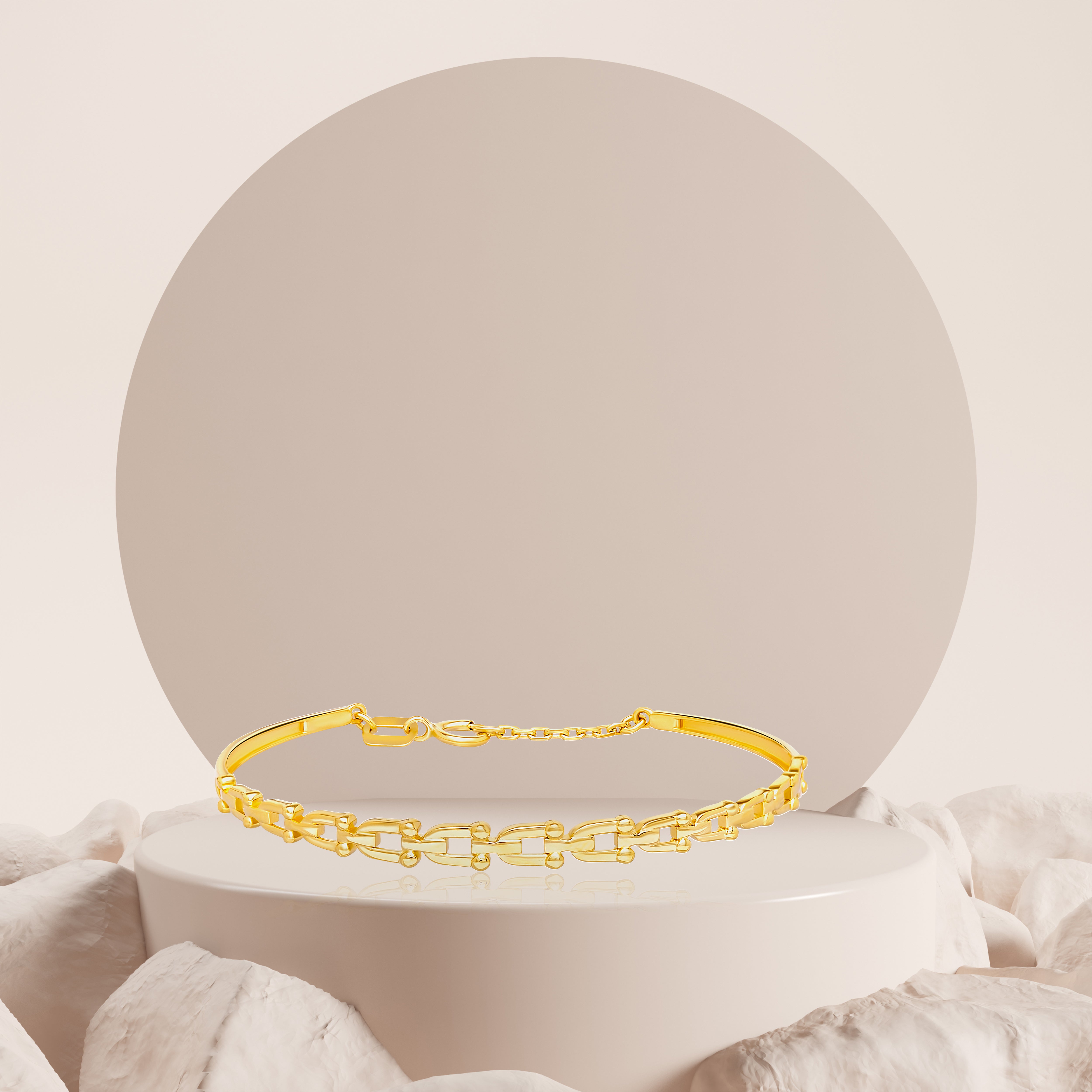 18K Pure Gold U-Link Kids Bangle Talagold