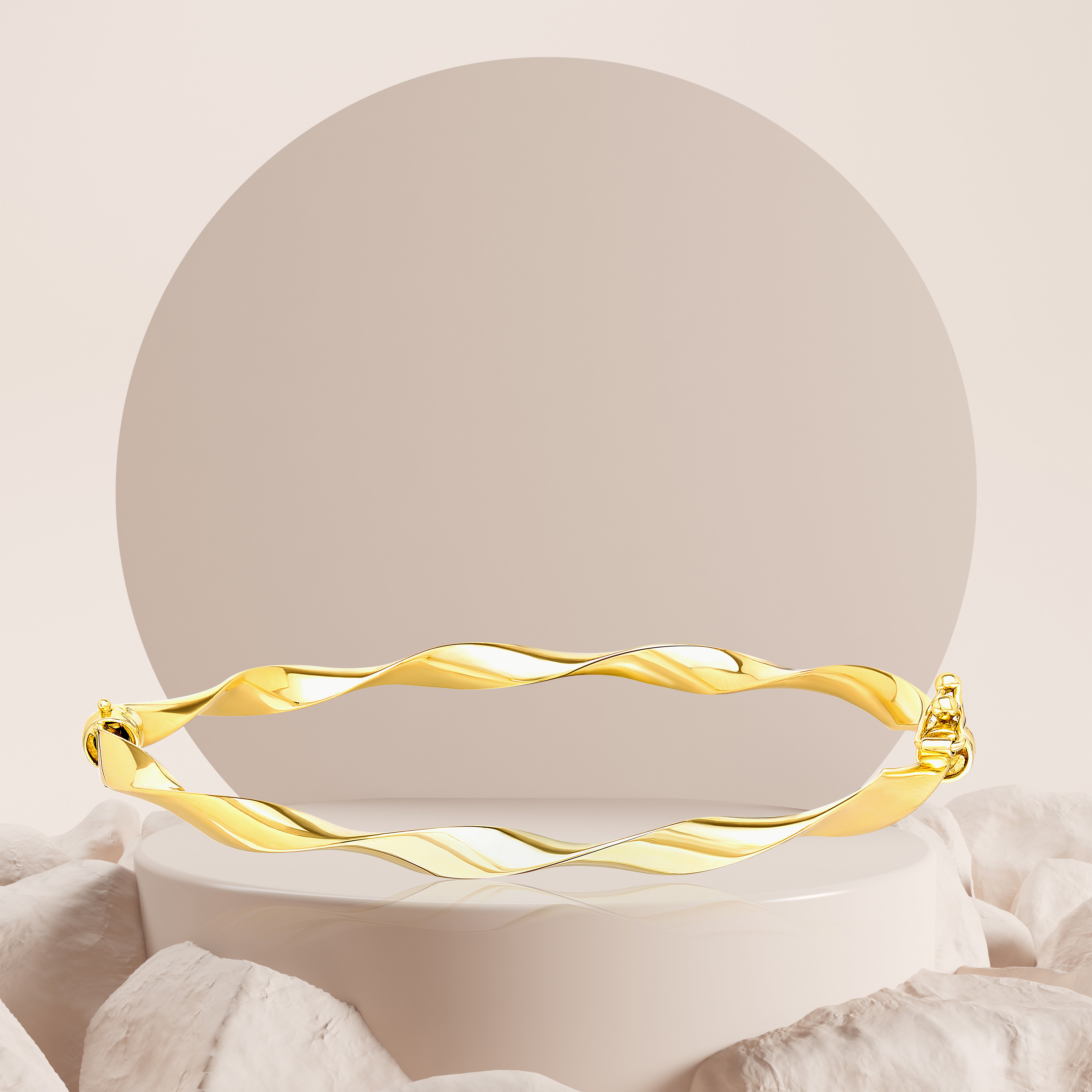 18K Pure Gold Twisted Bangle Talagold