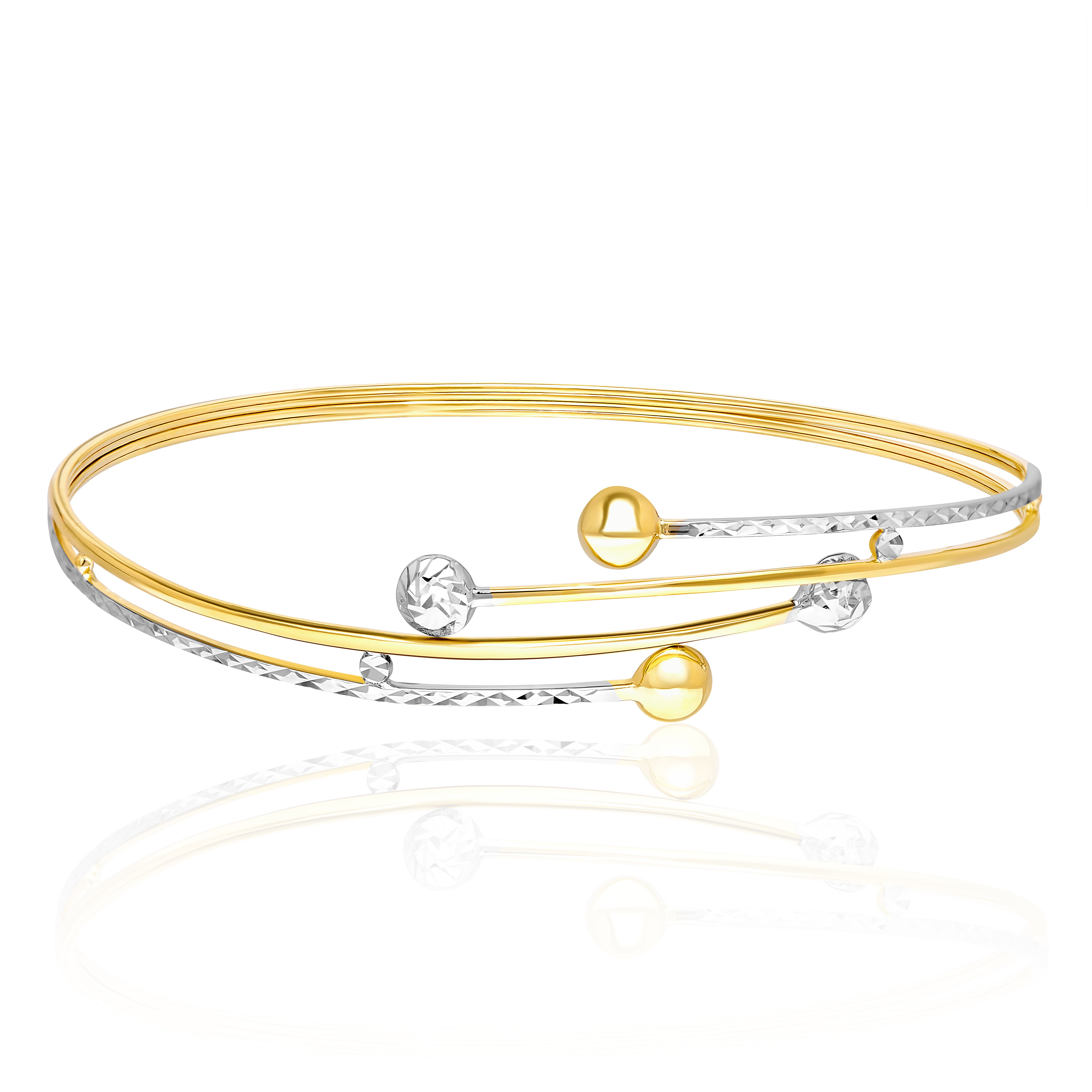 18K Pure Gold 2 Color Branches Bangle Talagold