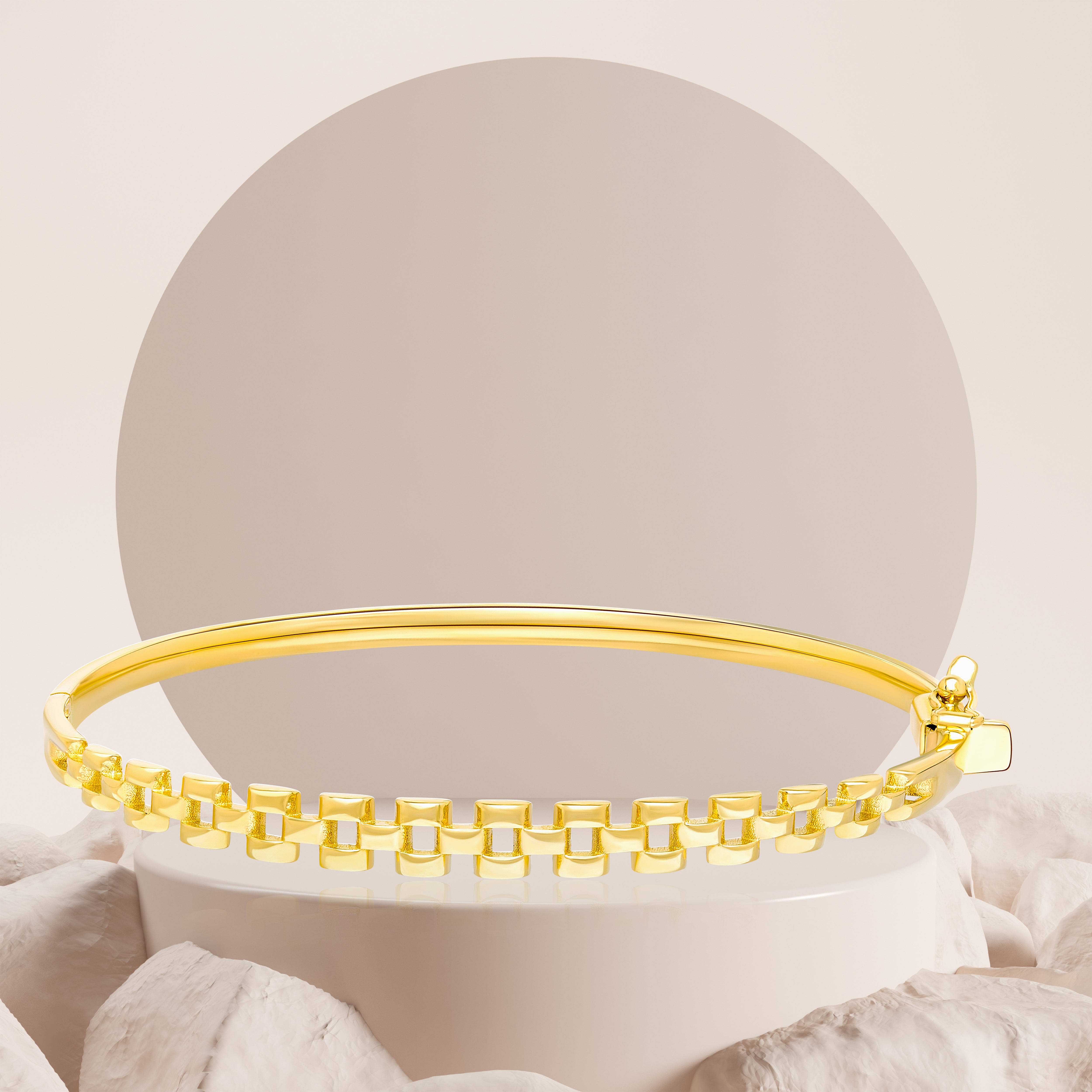 18K Pure Gold 2 Layer Linked Bangle Talagold