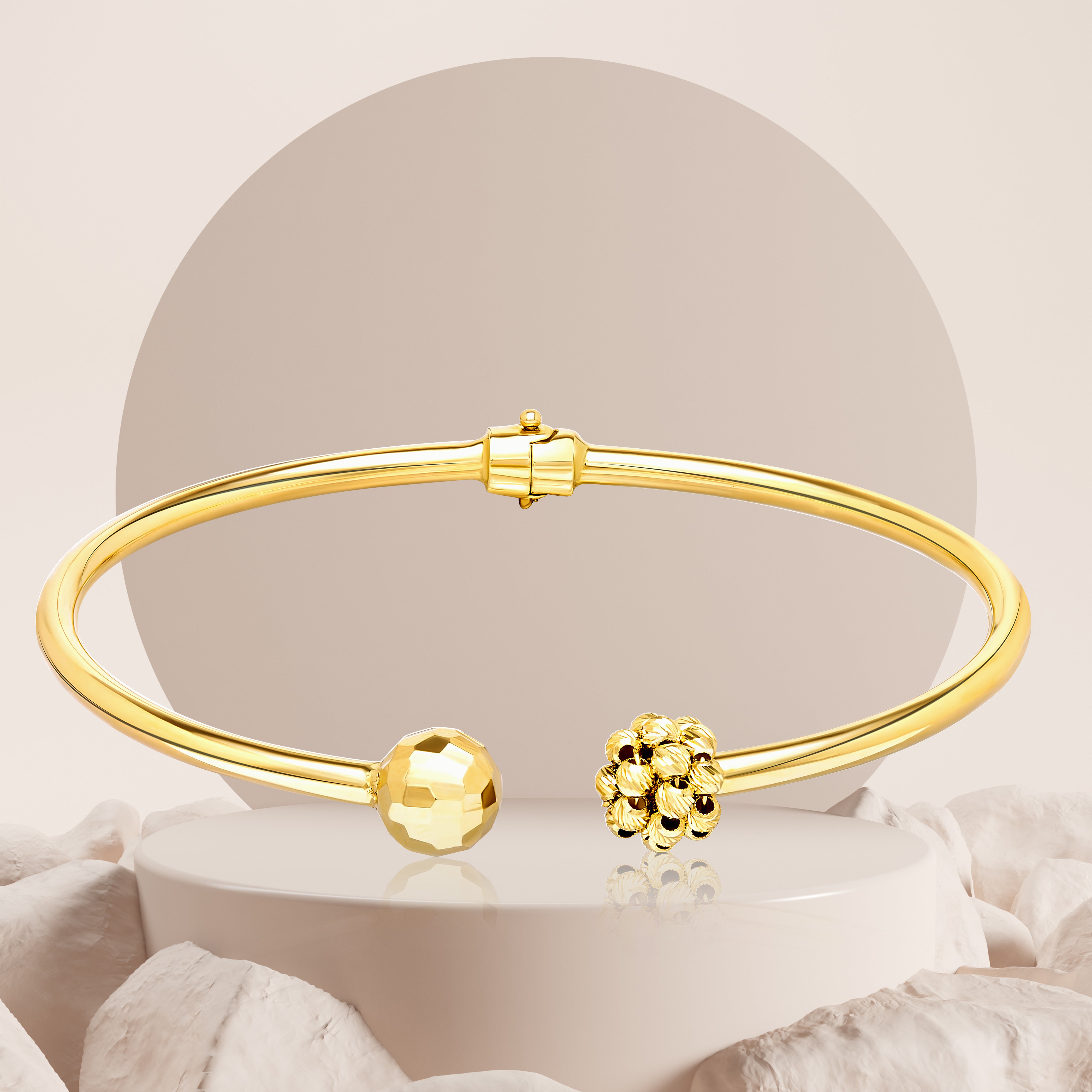 18K Pure Gold Ball Seeds Bangle Talagold