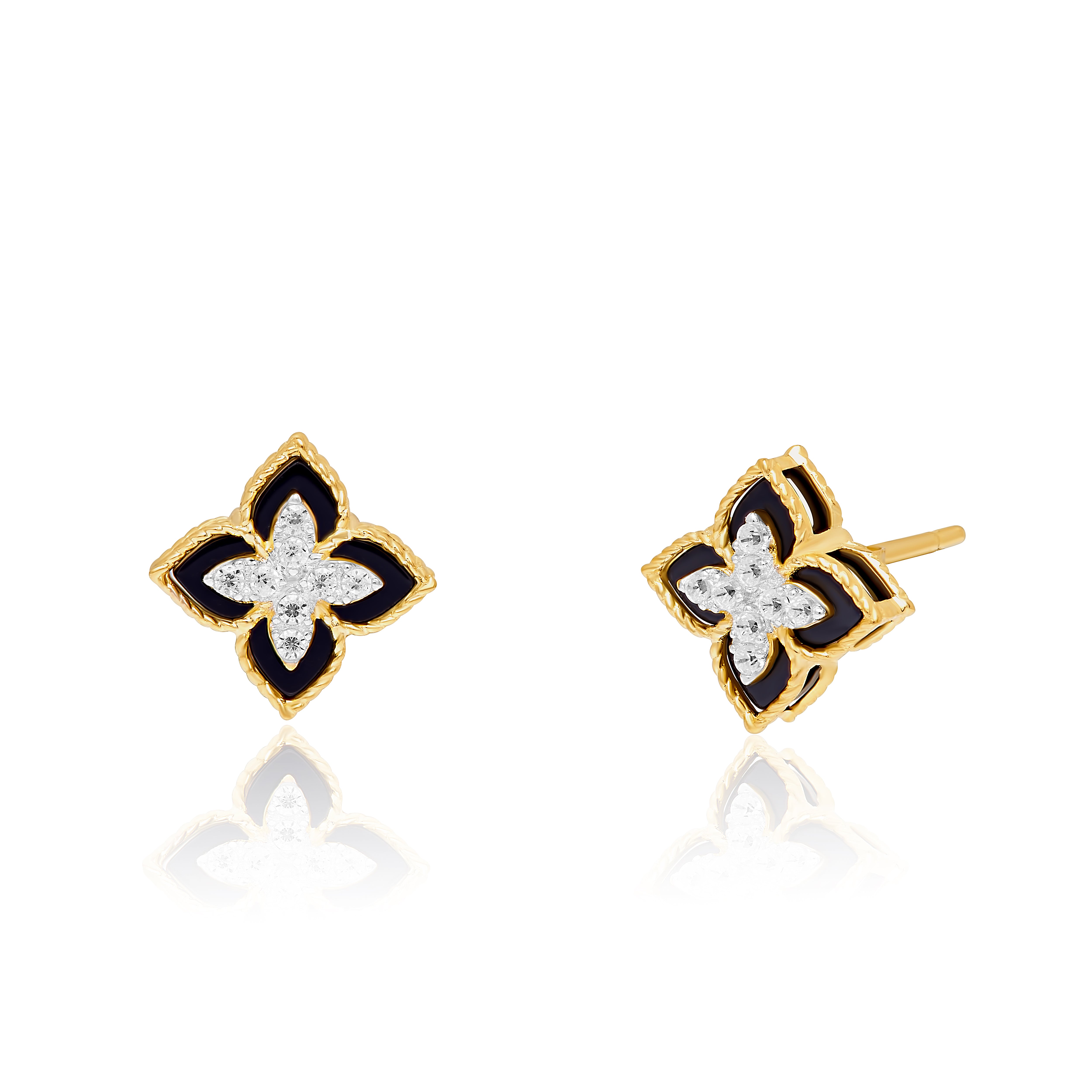 18K Pure Gold Black Flower Jewelry Set Talagold