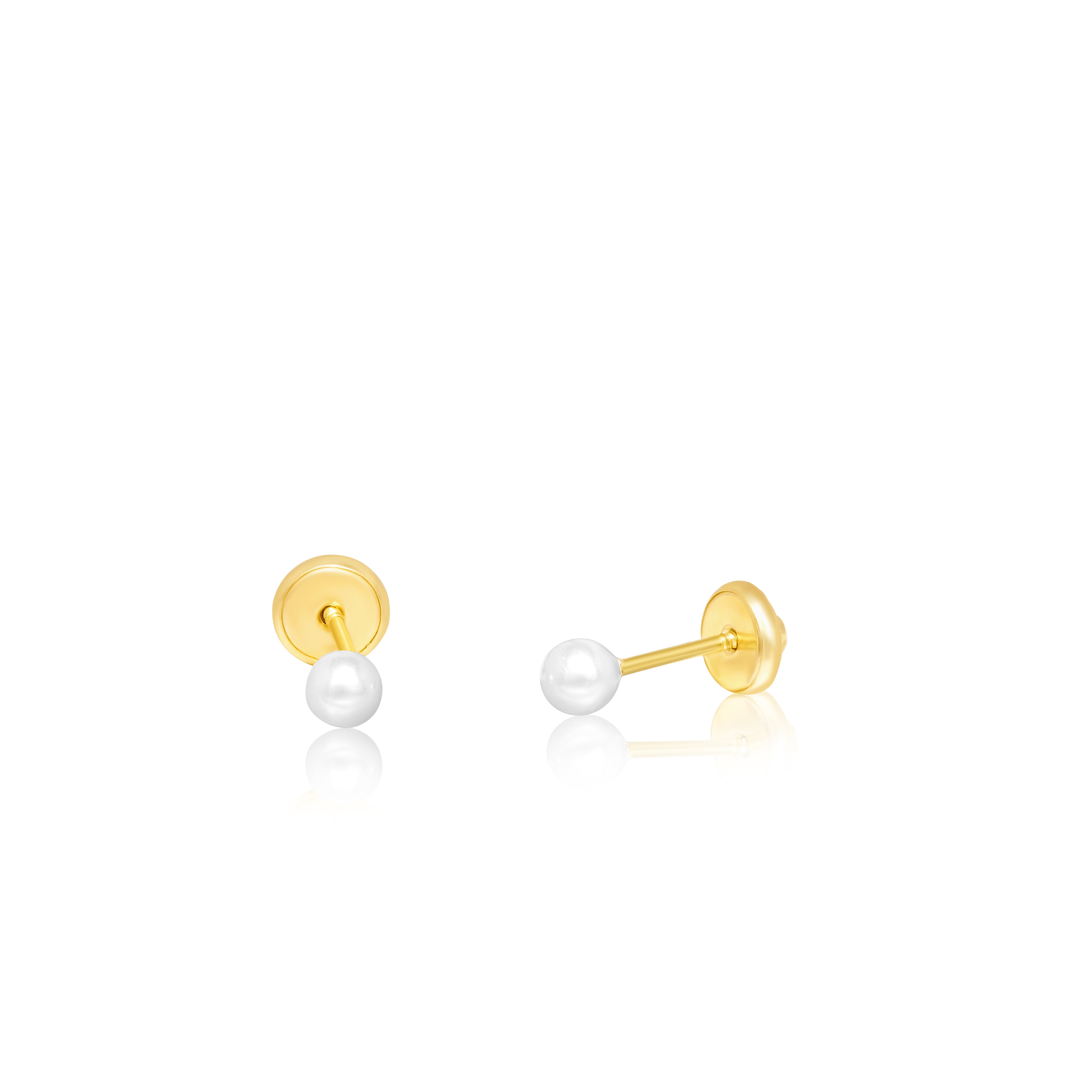 18K Pure Gold Pearl Screw Earring Set Talagold