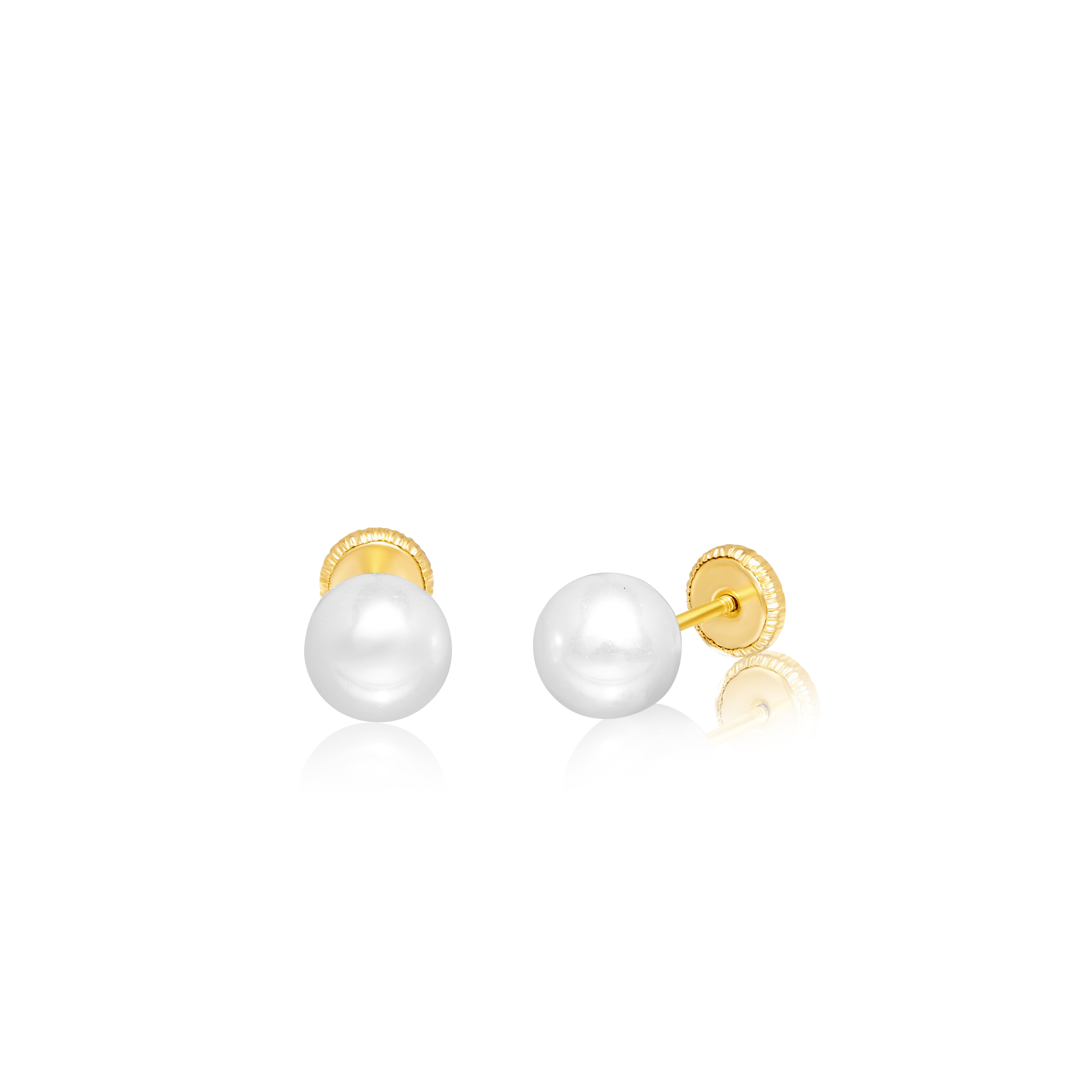 18K Pure Gold Pearl Screw Earring Set Talagold