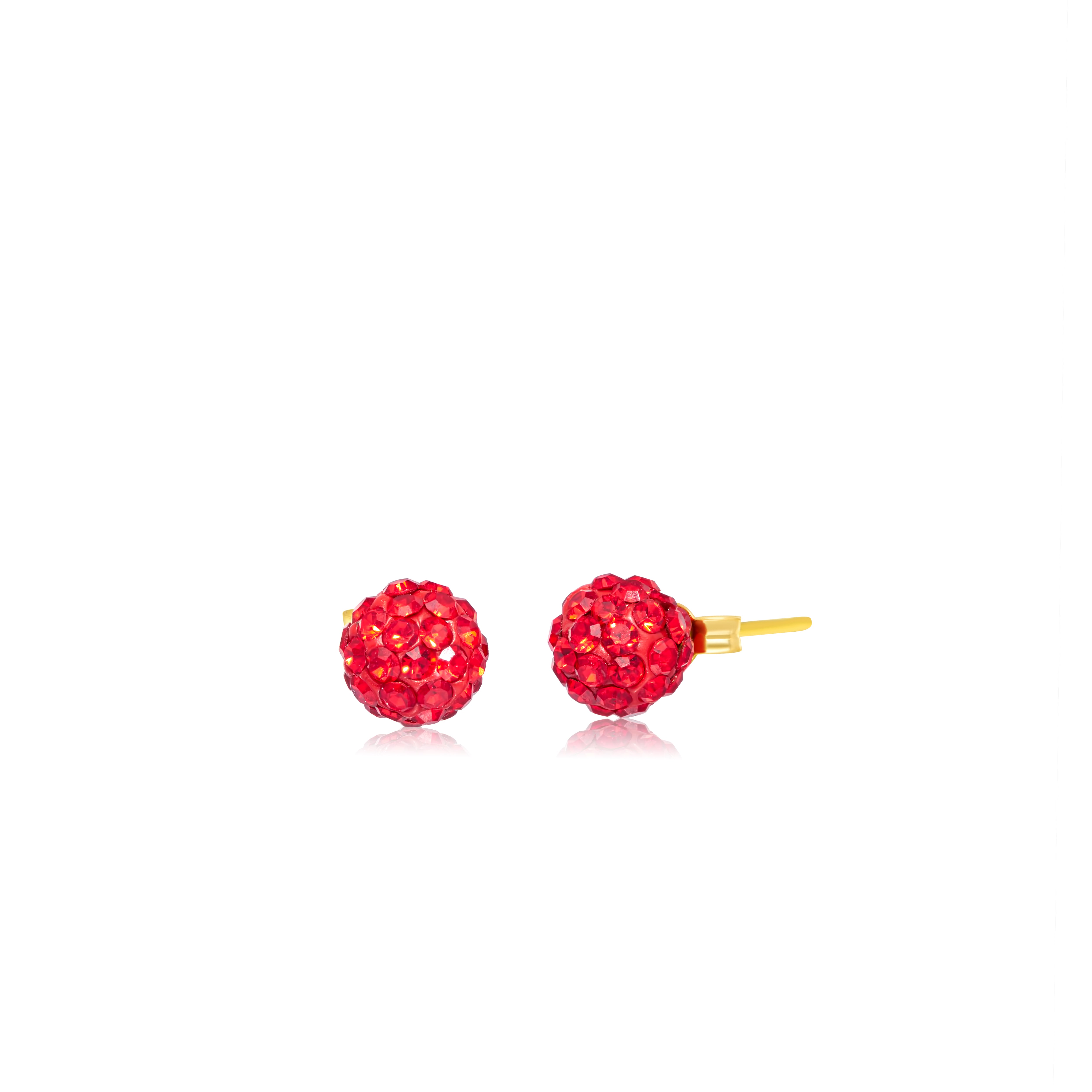 18K Pure Gold Red  Swarski Seed Earring Set Talagold