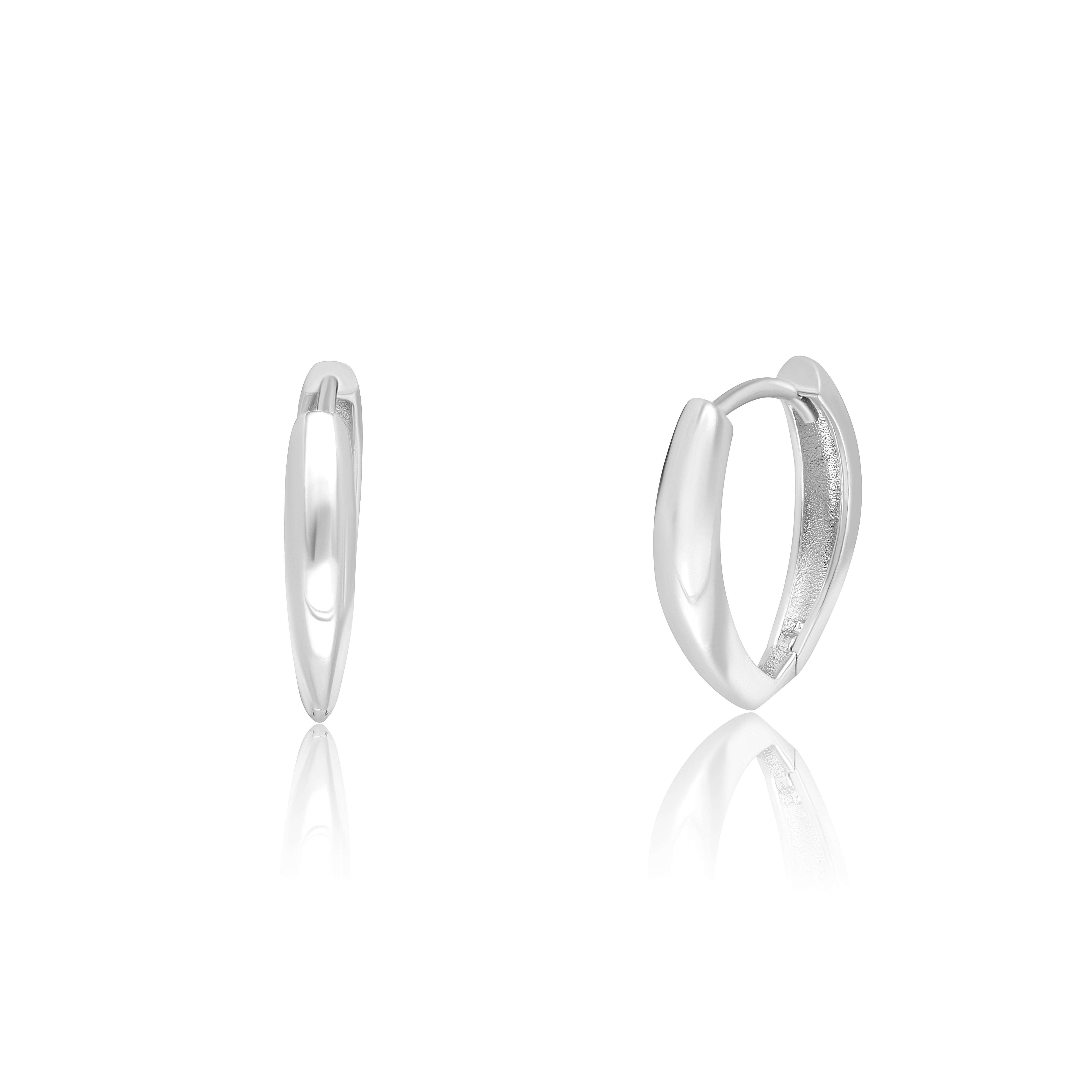 18K Pure White Gold Round Oval Earring Set