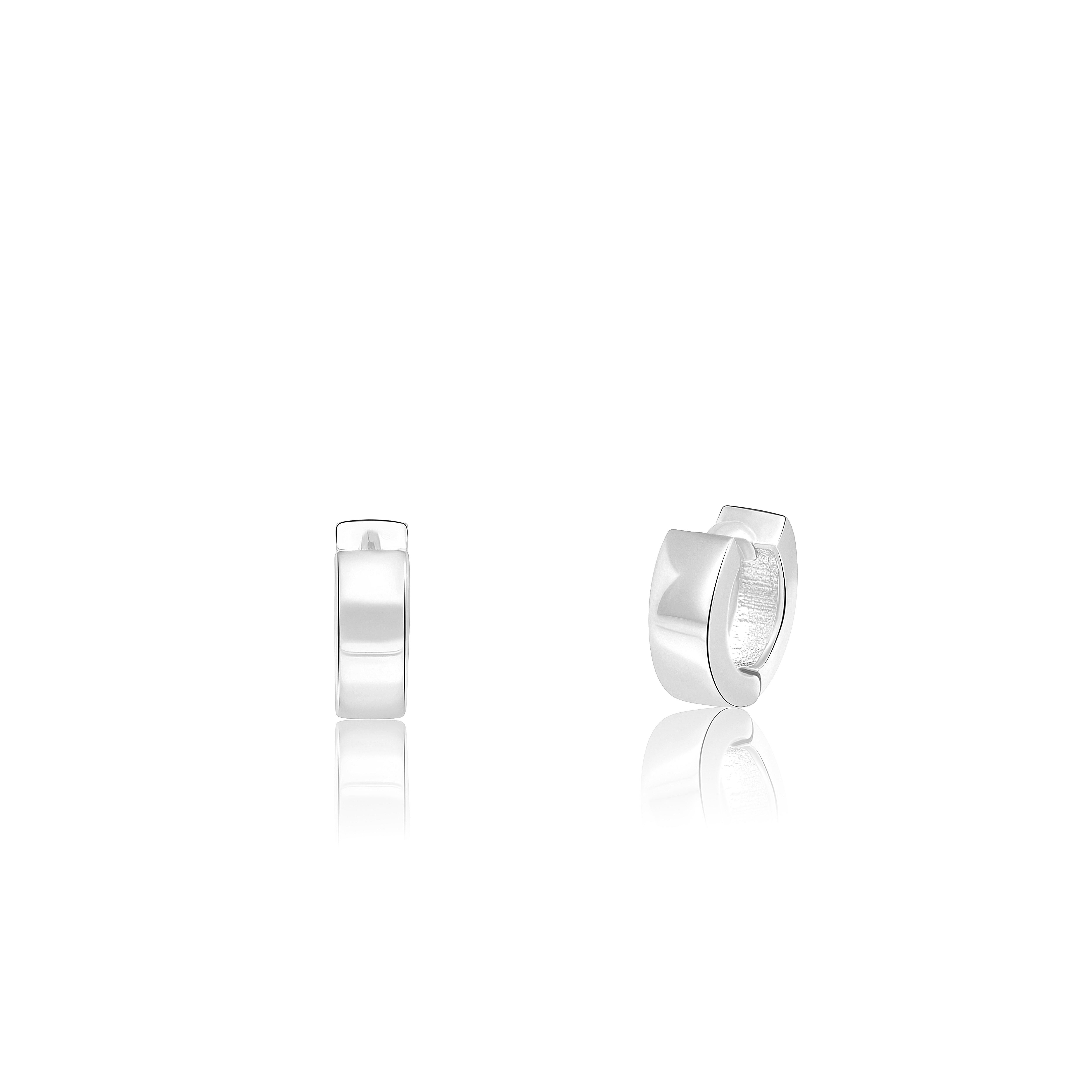 18K Pure White Gold Round Earring Set