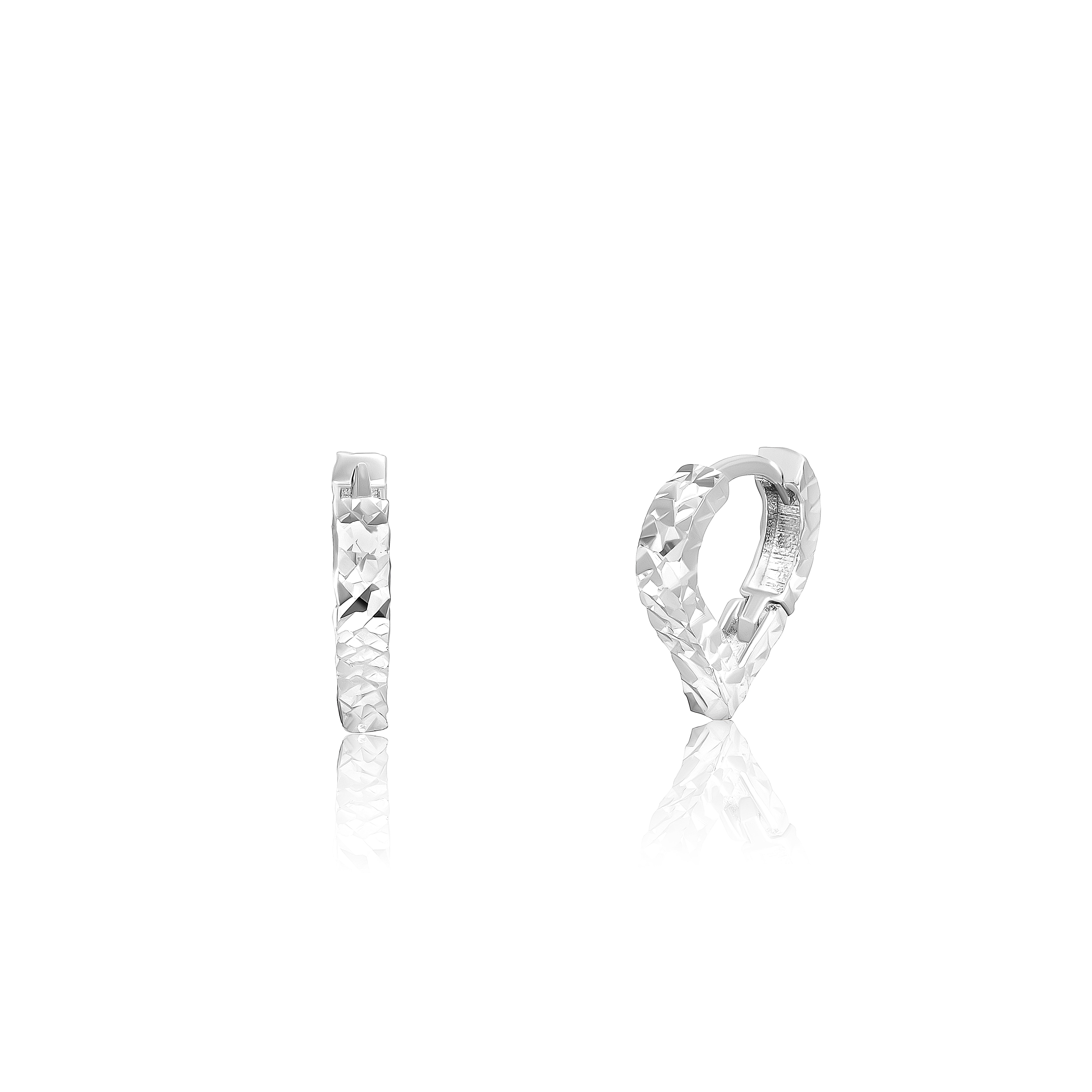 18K Pure White Gold Twisted Round Earring Set