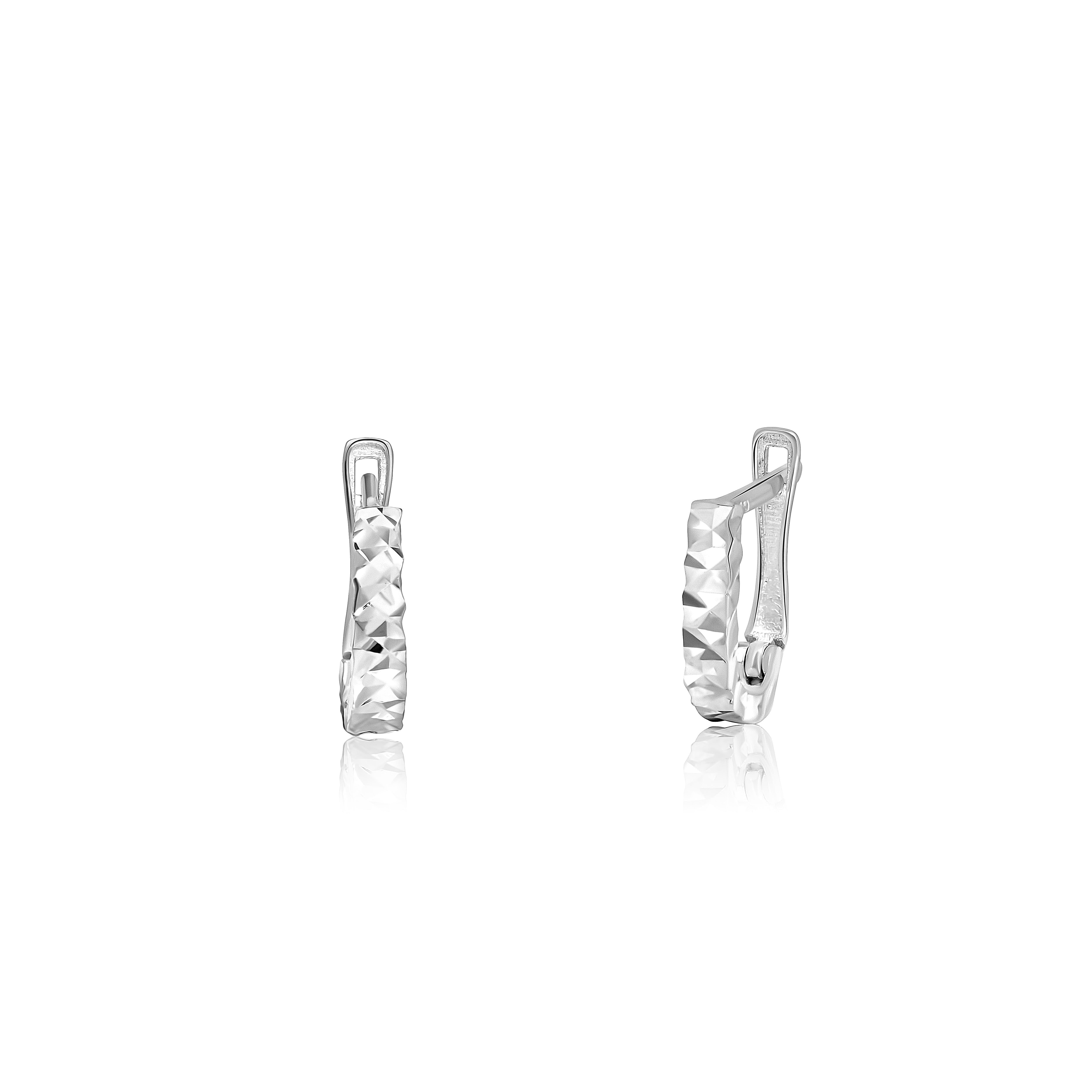 18K Pure White Gold Earring Set