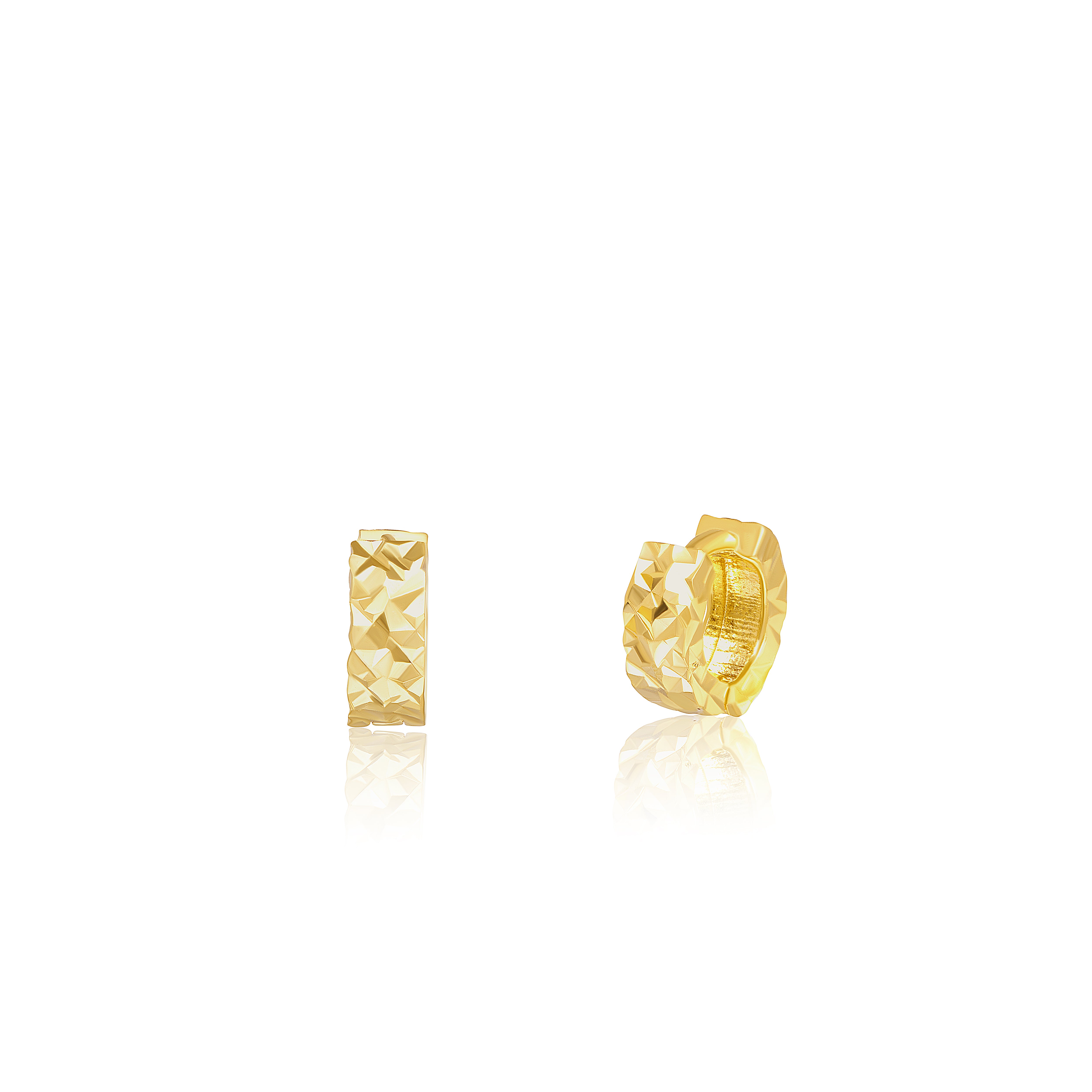 18K Pure Gold Round Earring Set