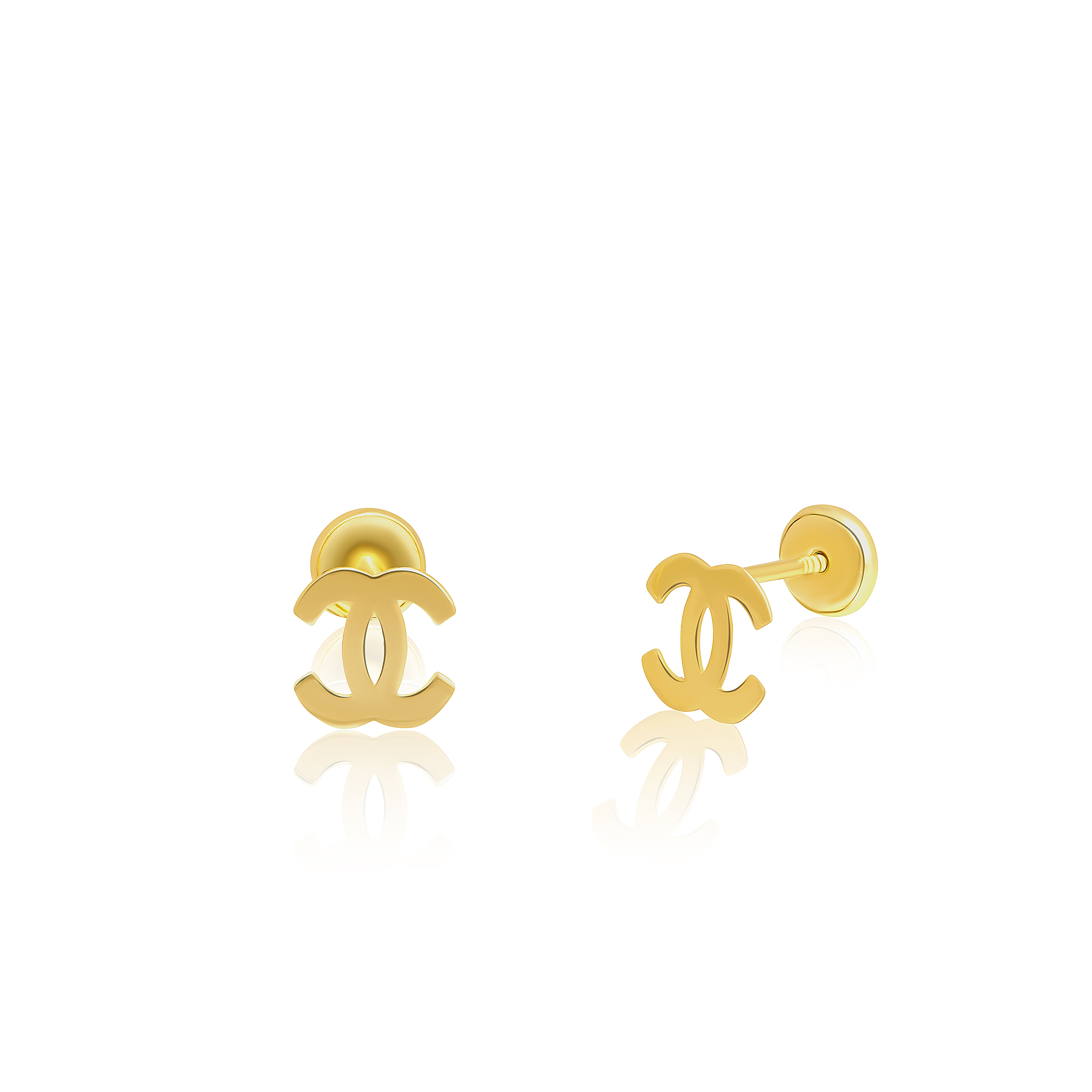 18K Pure Gold C.H Screw Earring Set Talagold