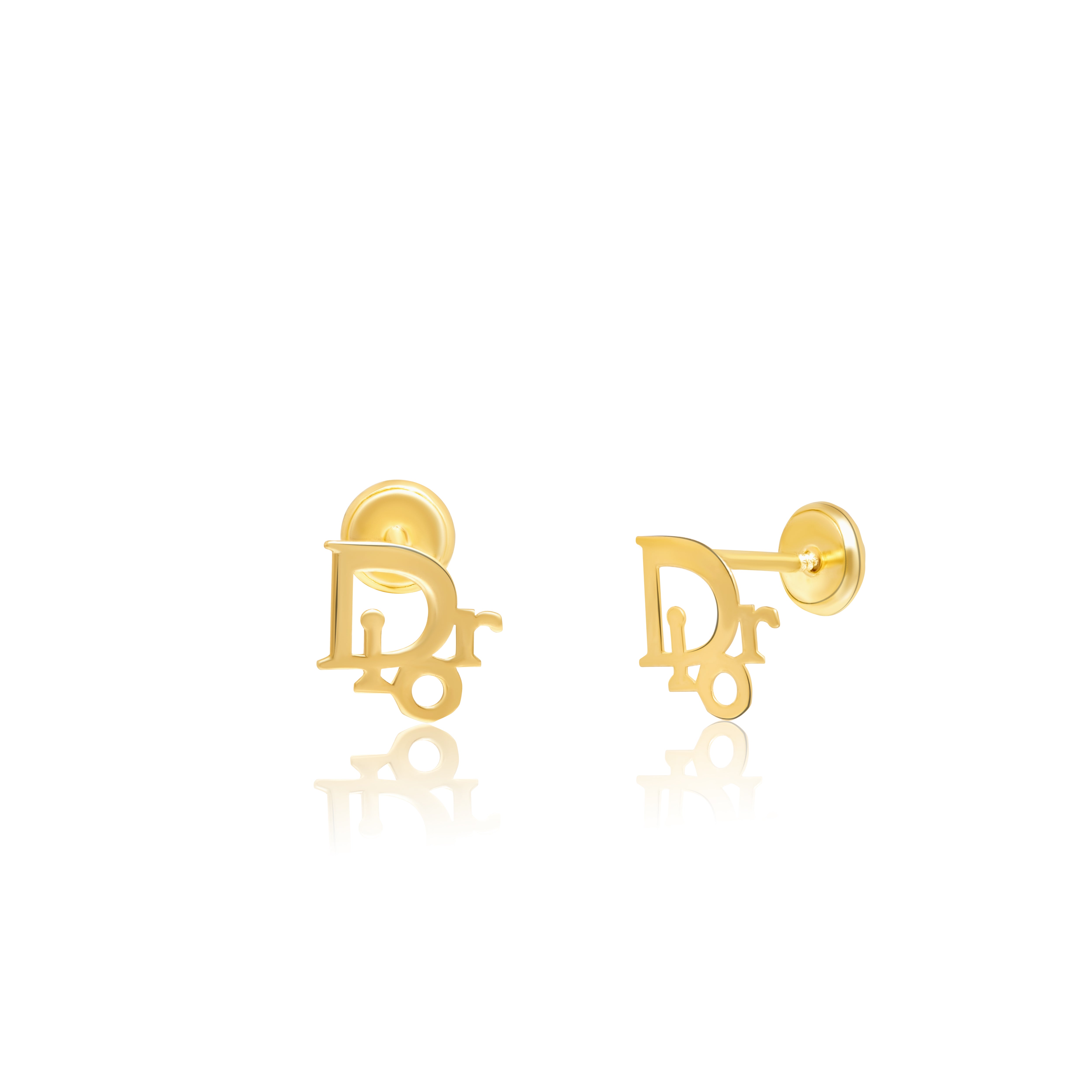 18K Pure Gold D.I.O.R Screw Earring Set Talagold