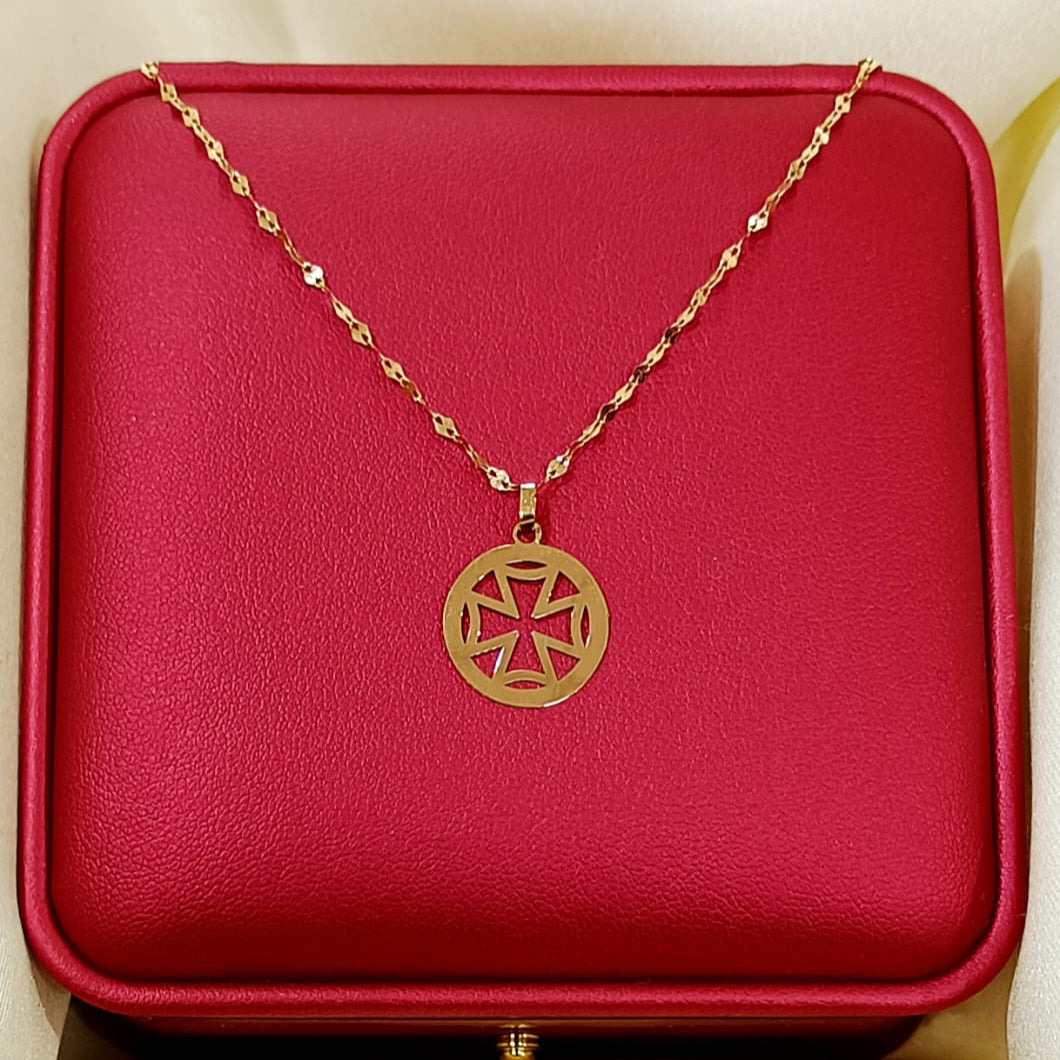 18K Pure Gold Cross Design Necklace