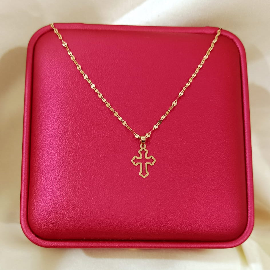 18K Pure Gold Cross Necklace