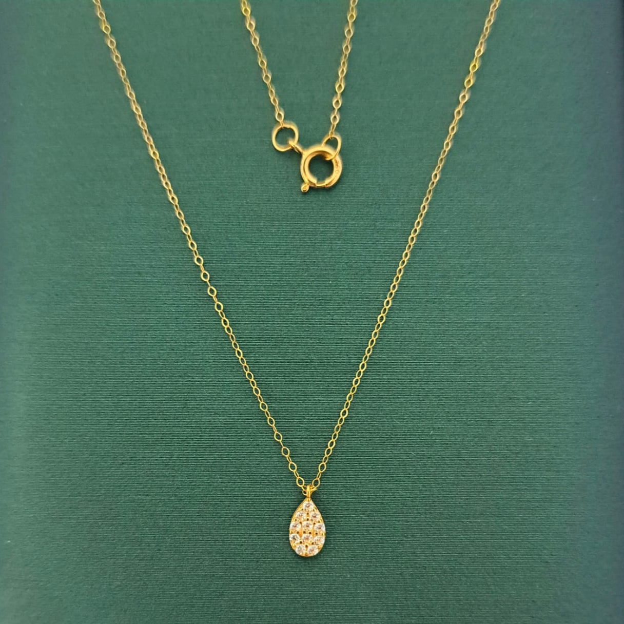 18K Pure Gold Stone Necklace