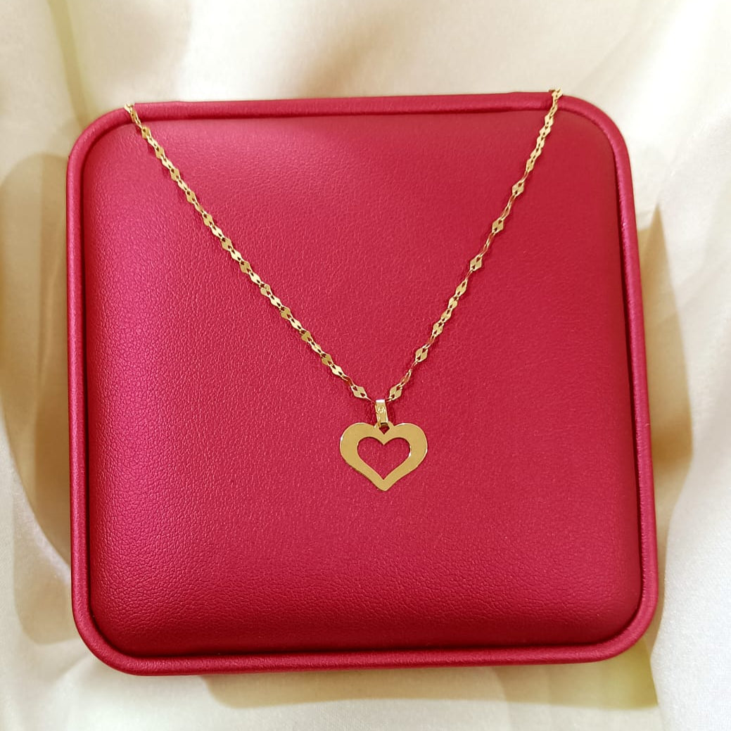18K Pure Gold Heart Necklace