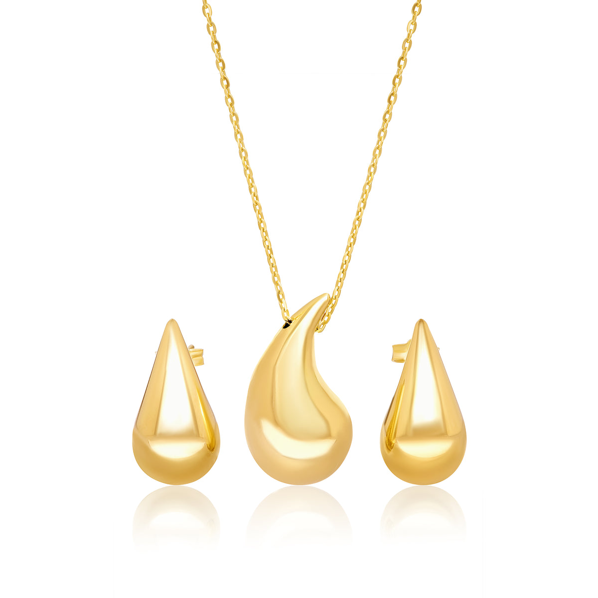 18K Pure Gold Curved Drop Jewelry Set Talagold