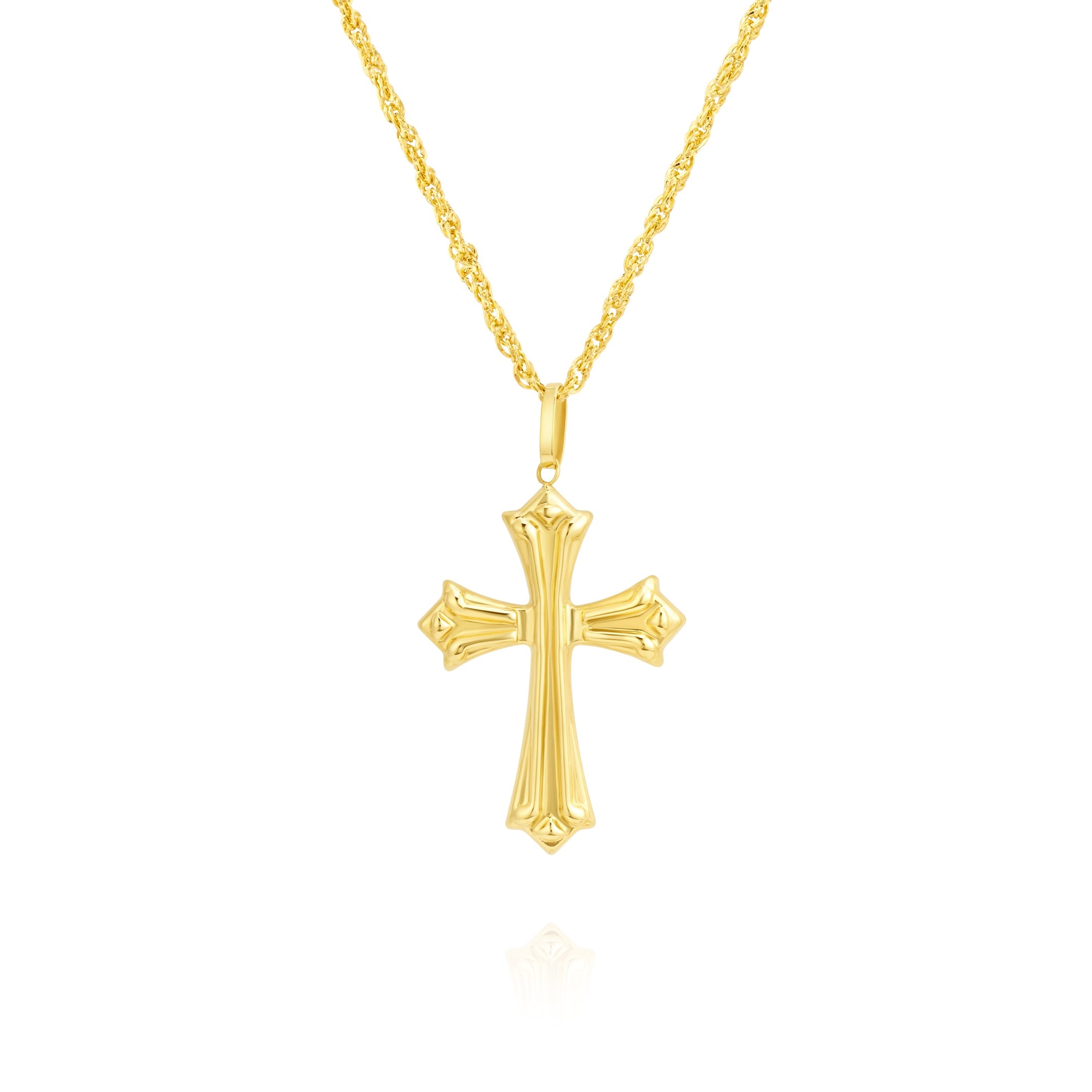 18K Pure Gold White Cross Necklace