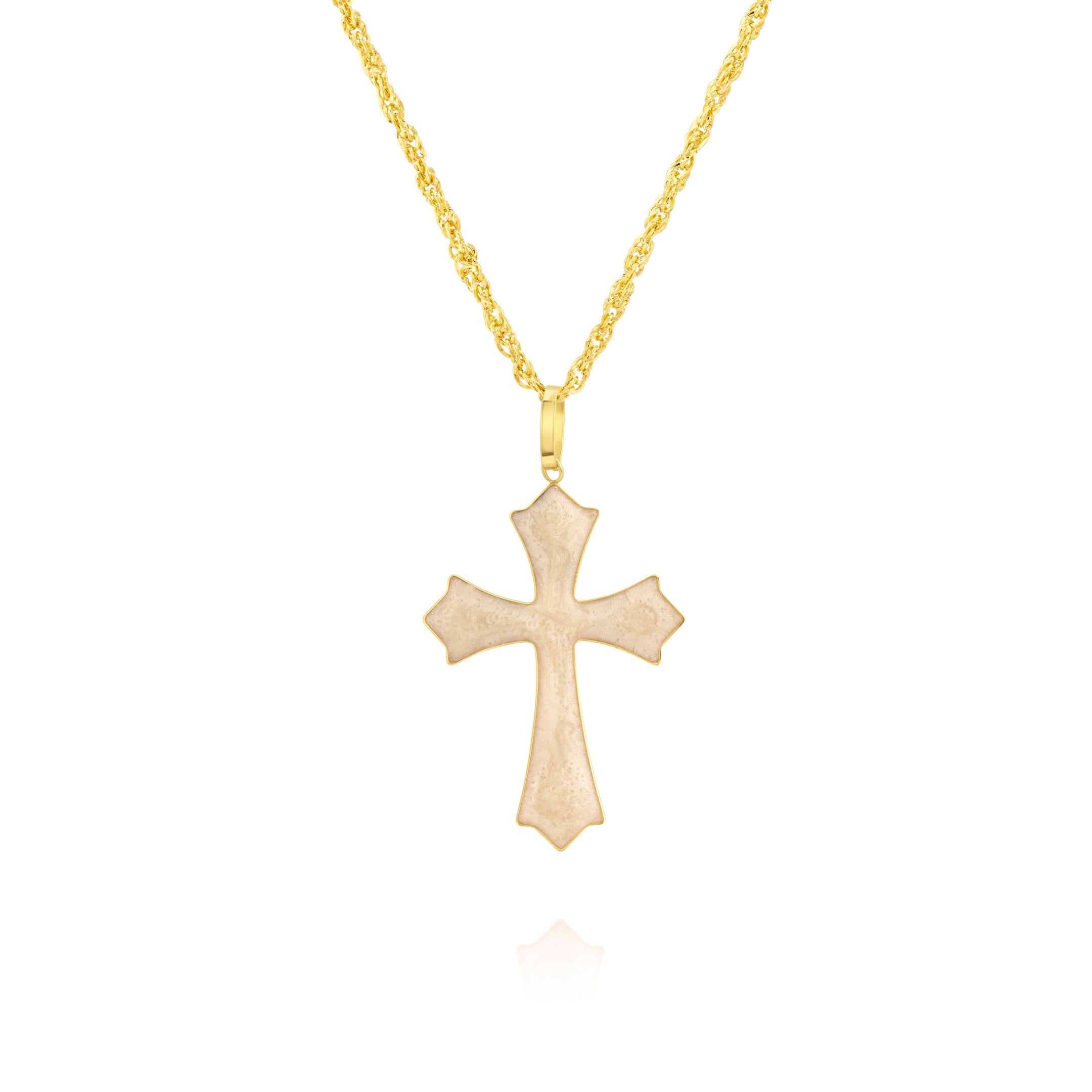 18K Pure Gold White Cross Necklace