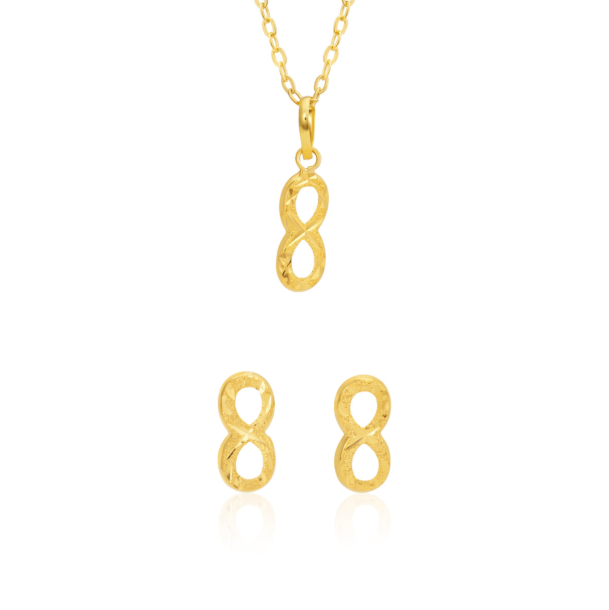 18K Pure Gold Infinity Jewelry Set | Gold Jewelry Set | 18K Gold Jewelry