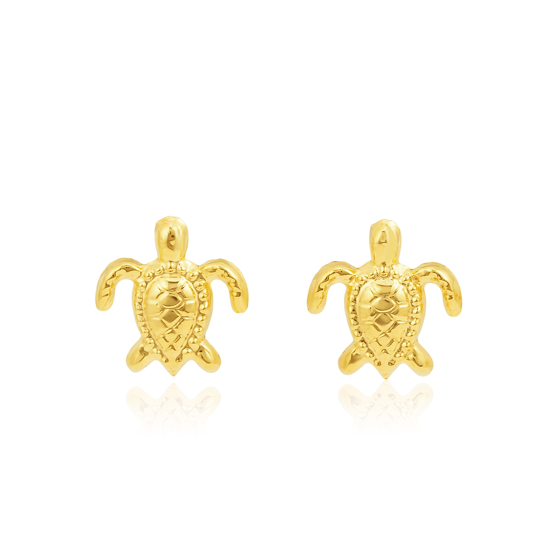 18K Pure Gold Turtle Screw Earring Set