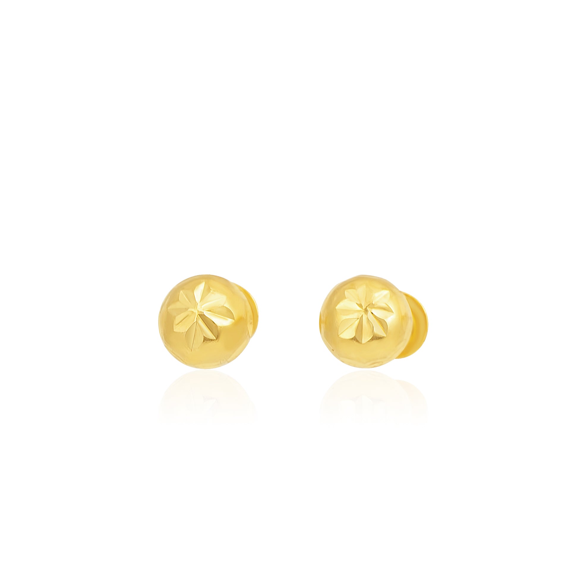 18K Pure Gold Ball Seed Screw Earring Set