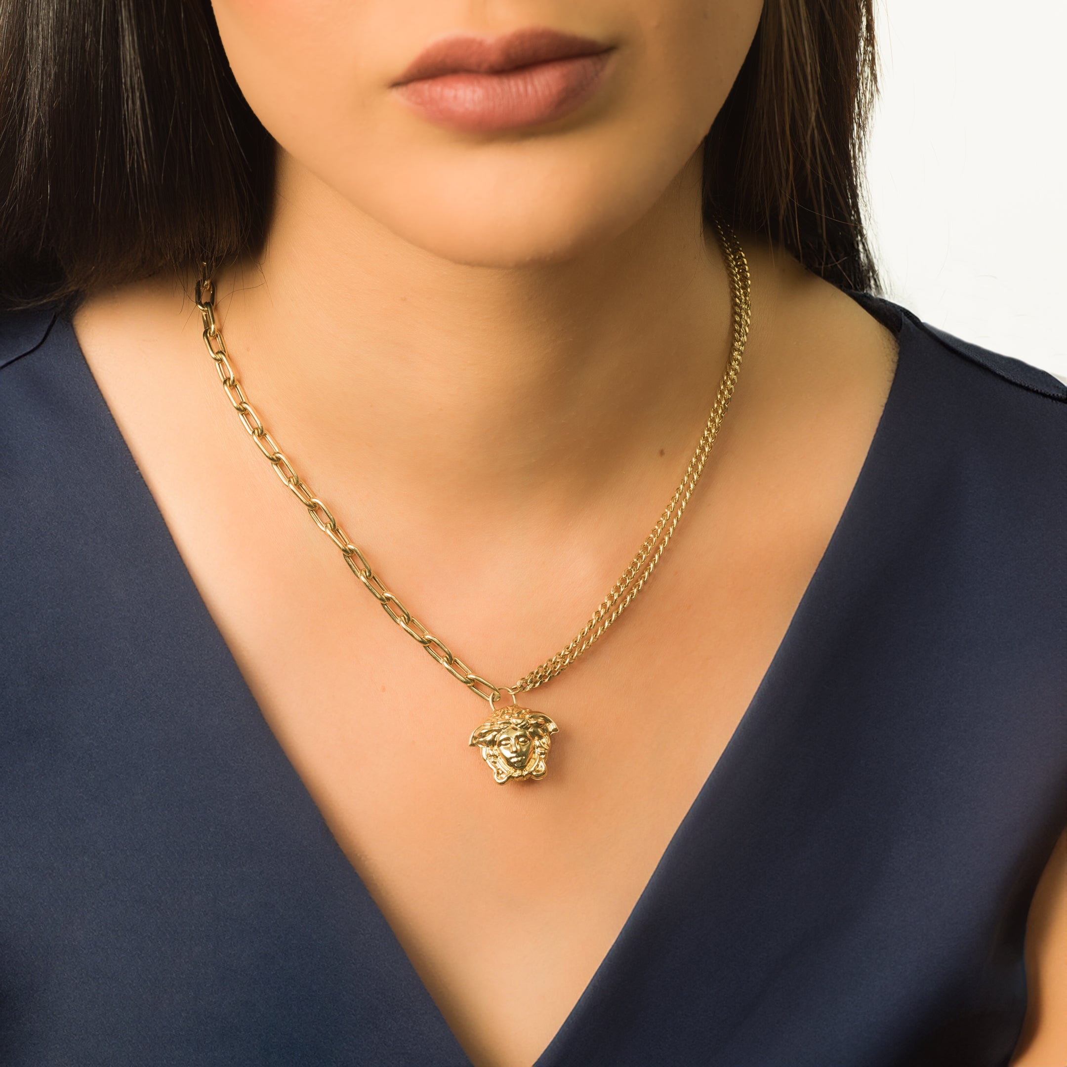 18K Pure Gold Elegant V.R.C Necklace