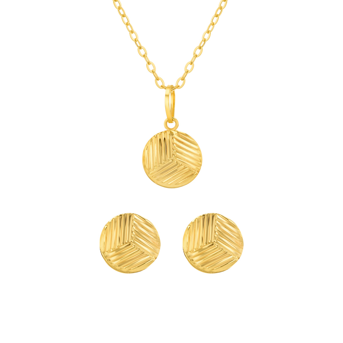18K Pure Gold Round Screw Jewelry Set
