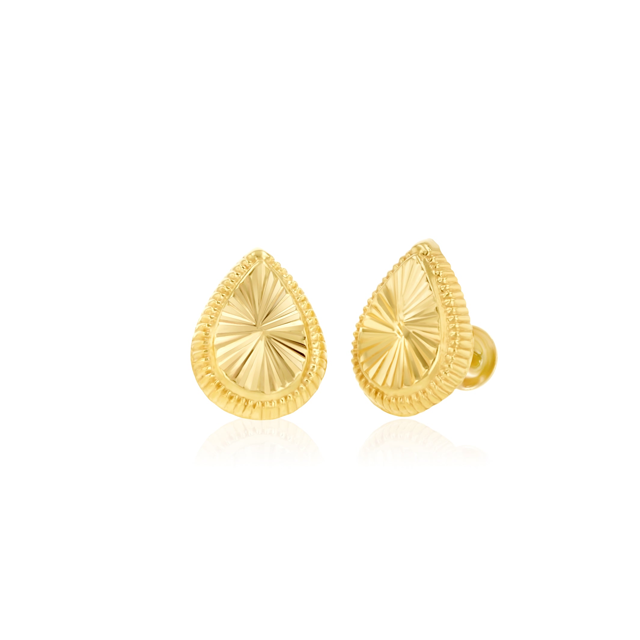 18K Pure Gold Drop Screw Earring Set