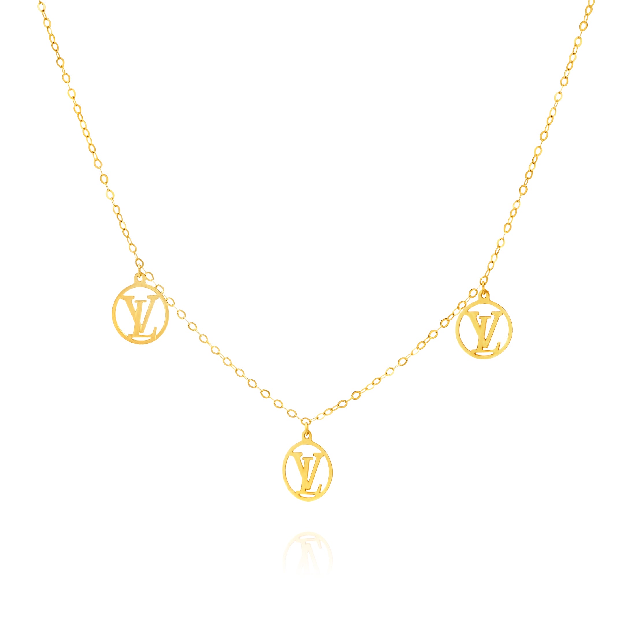 18K Pure Gold Elegant Hanging L.V Jewelry Set