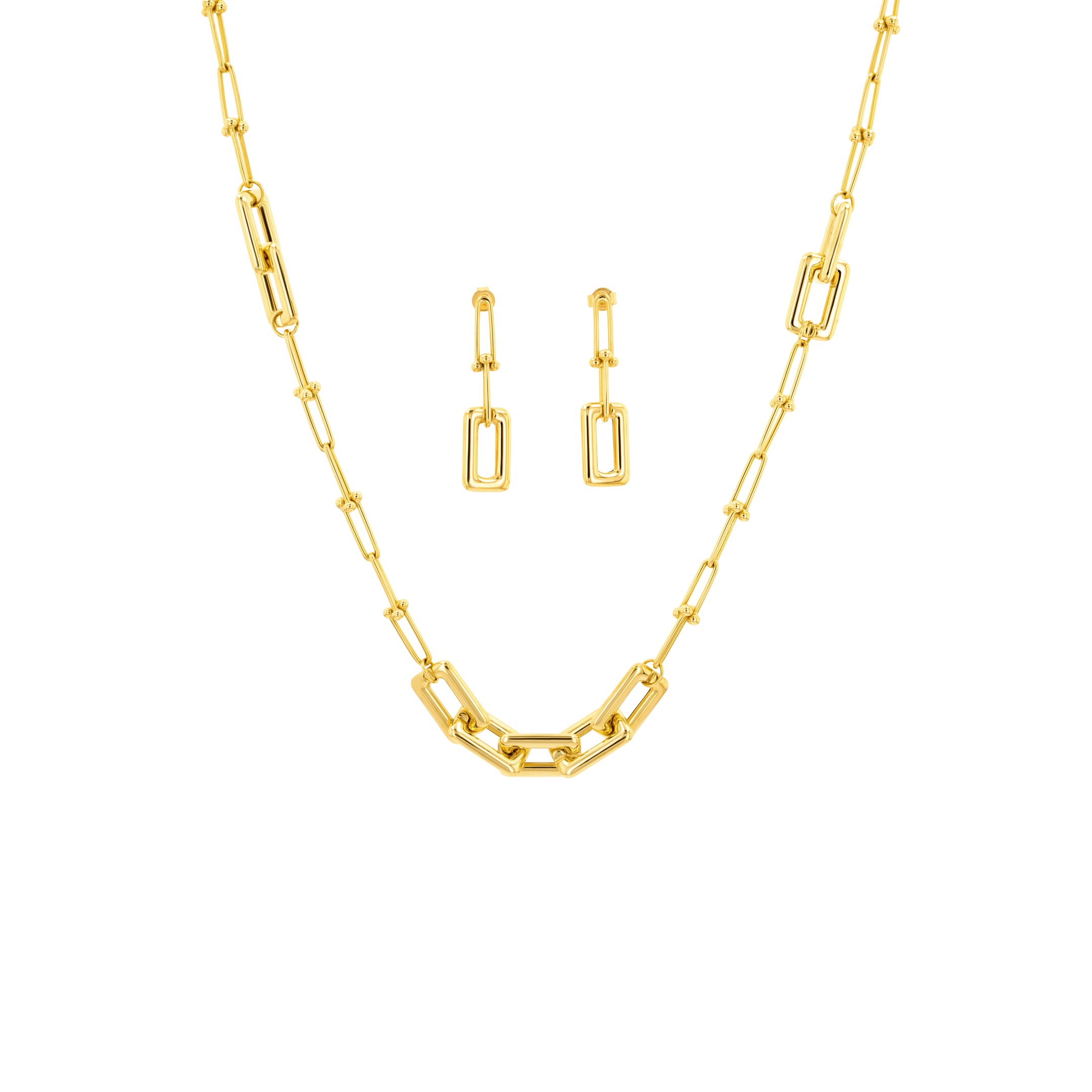 18K Pure Gold Elegant Linked Jewelry Set