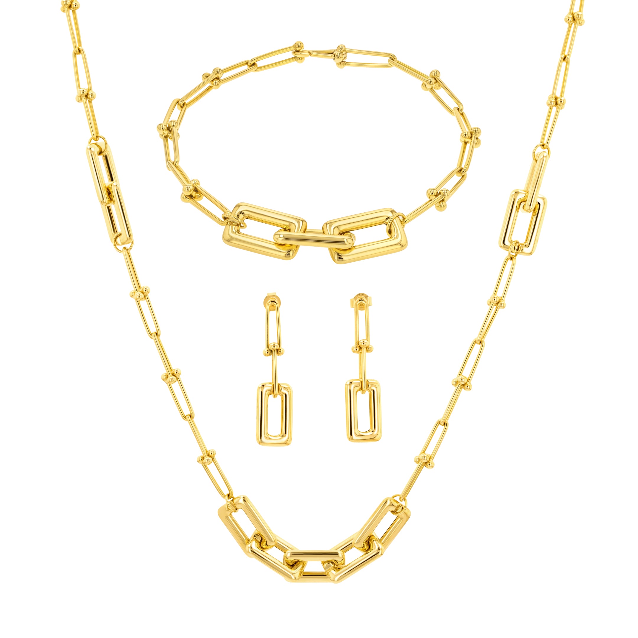 18K Pure Gold Elegant Linked Jewelry Set