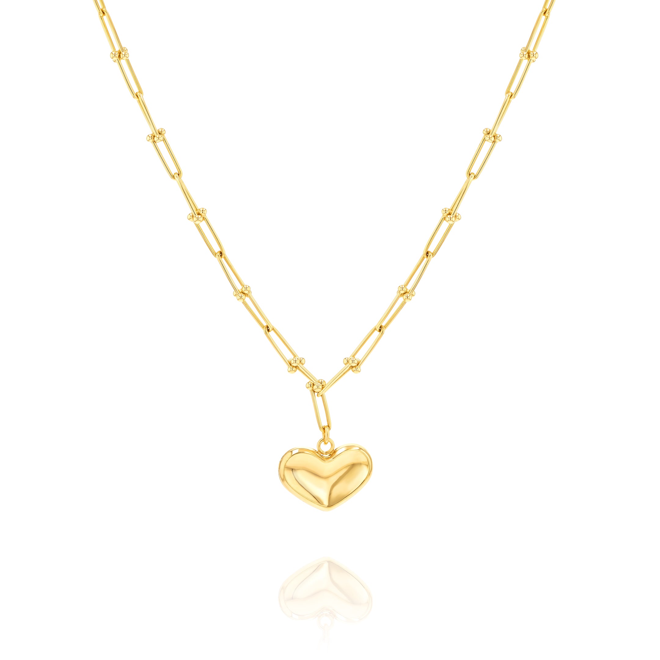 18K Pure Gold Elegant U-Link Heart Jewelry Set