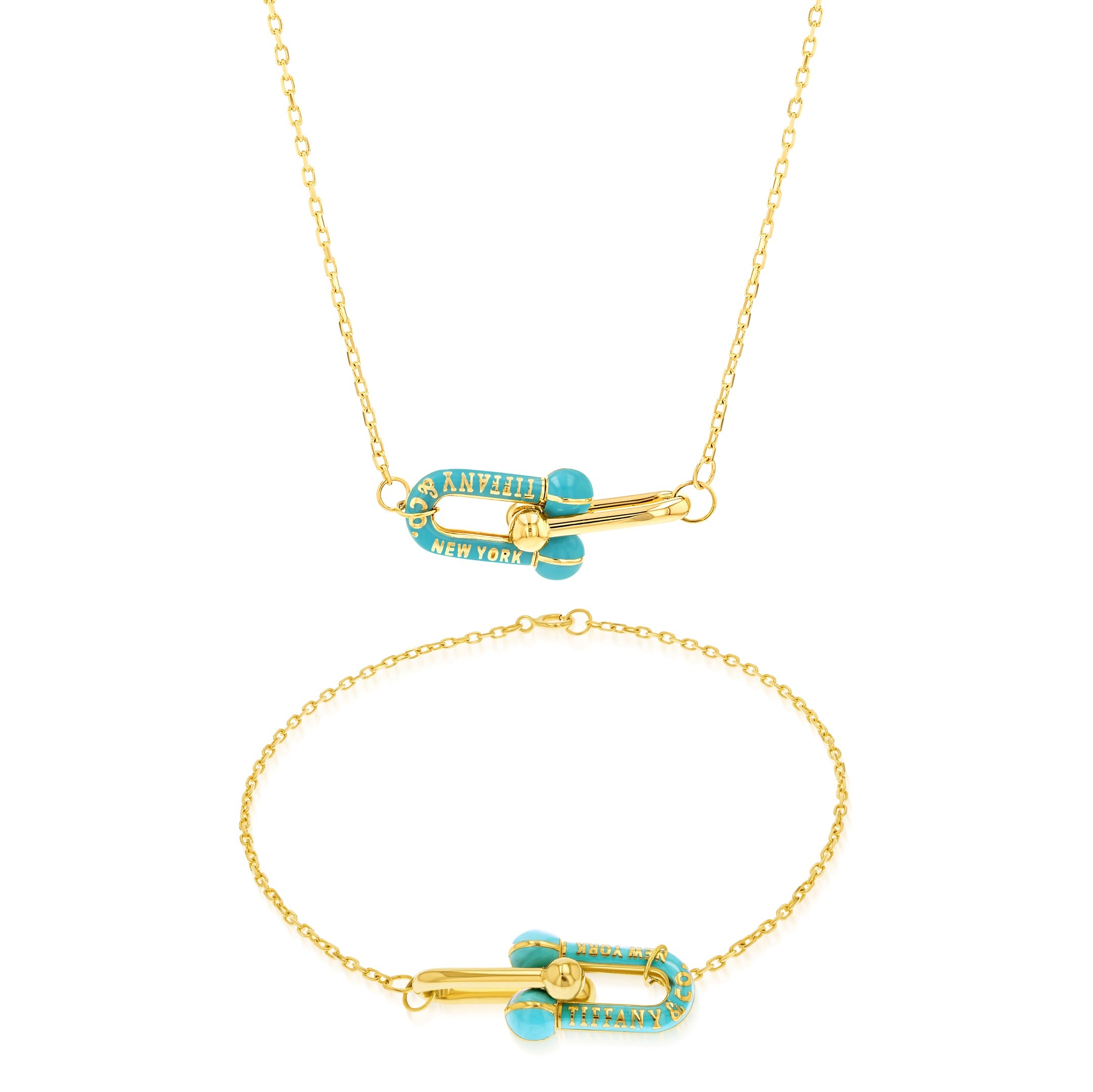 18K Pure Gold Elegant U-Linked Jewelry Set