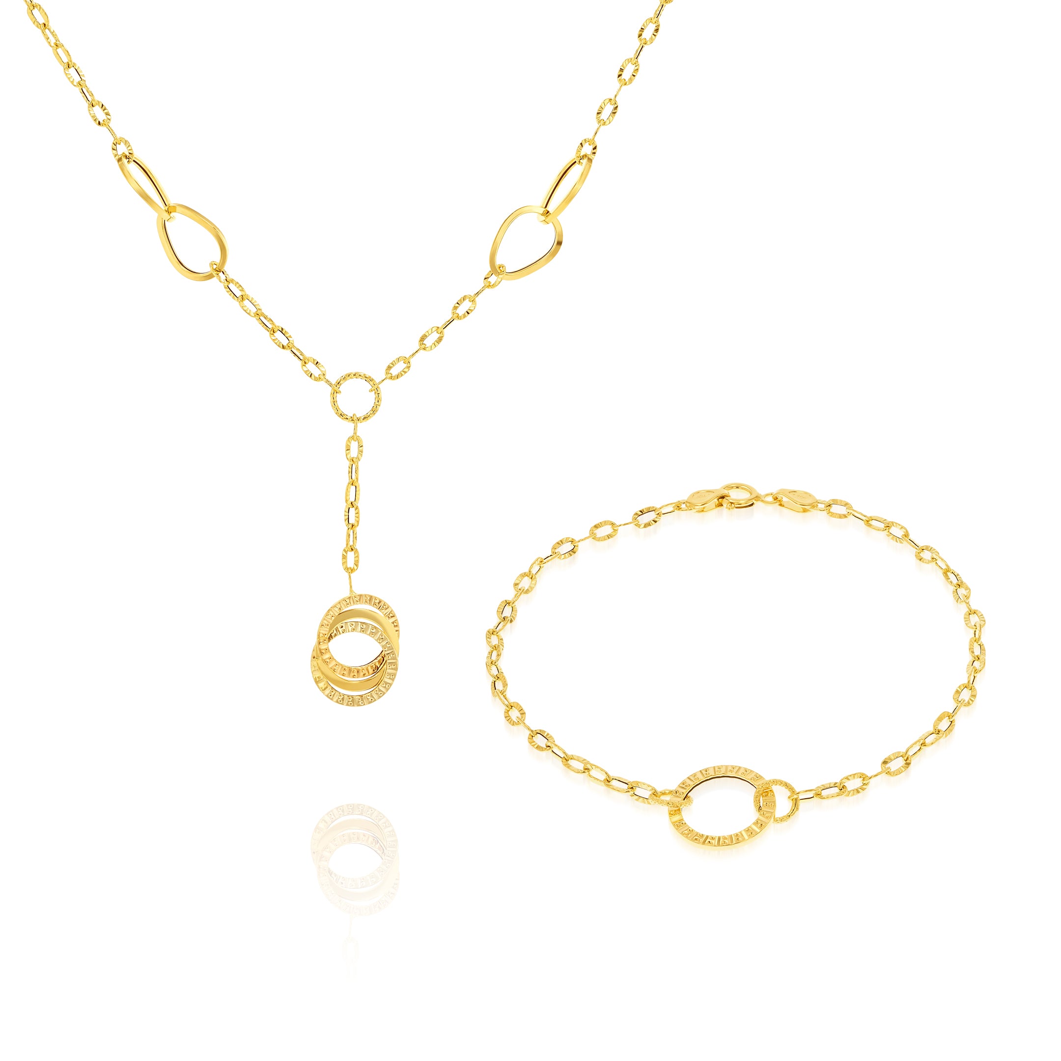 18K Pure Gold Hanging Round Jewelry Set