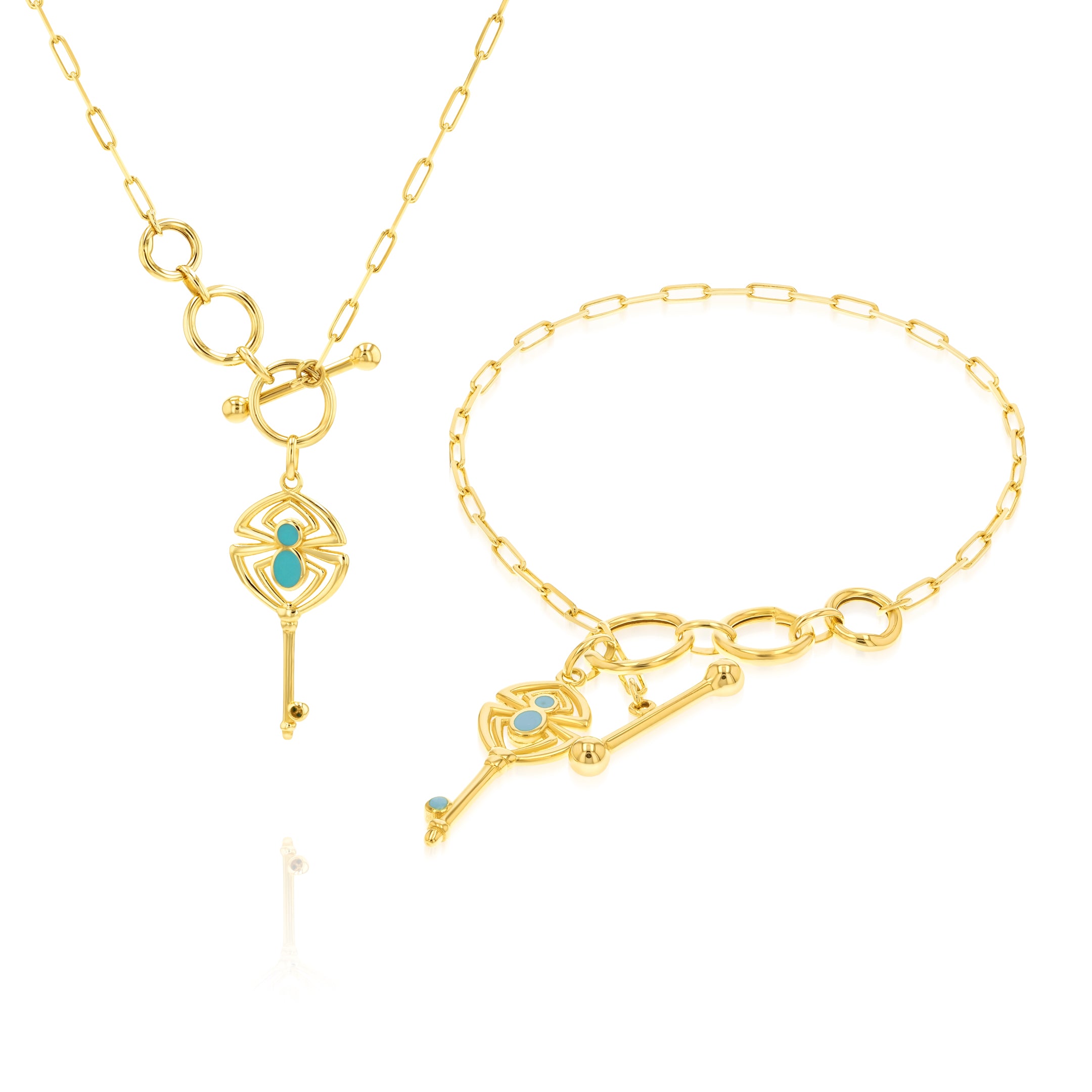 18K Pure Gold Spider Key Jewelry Set