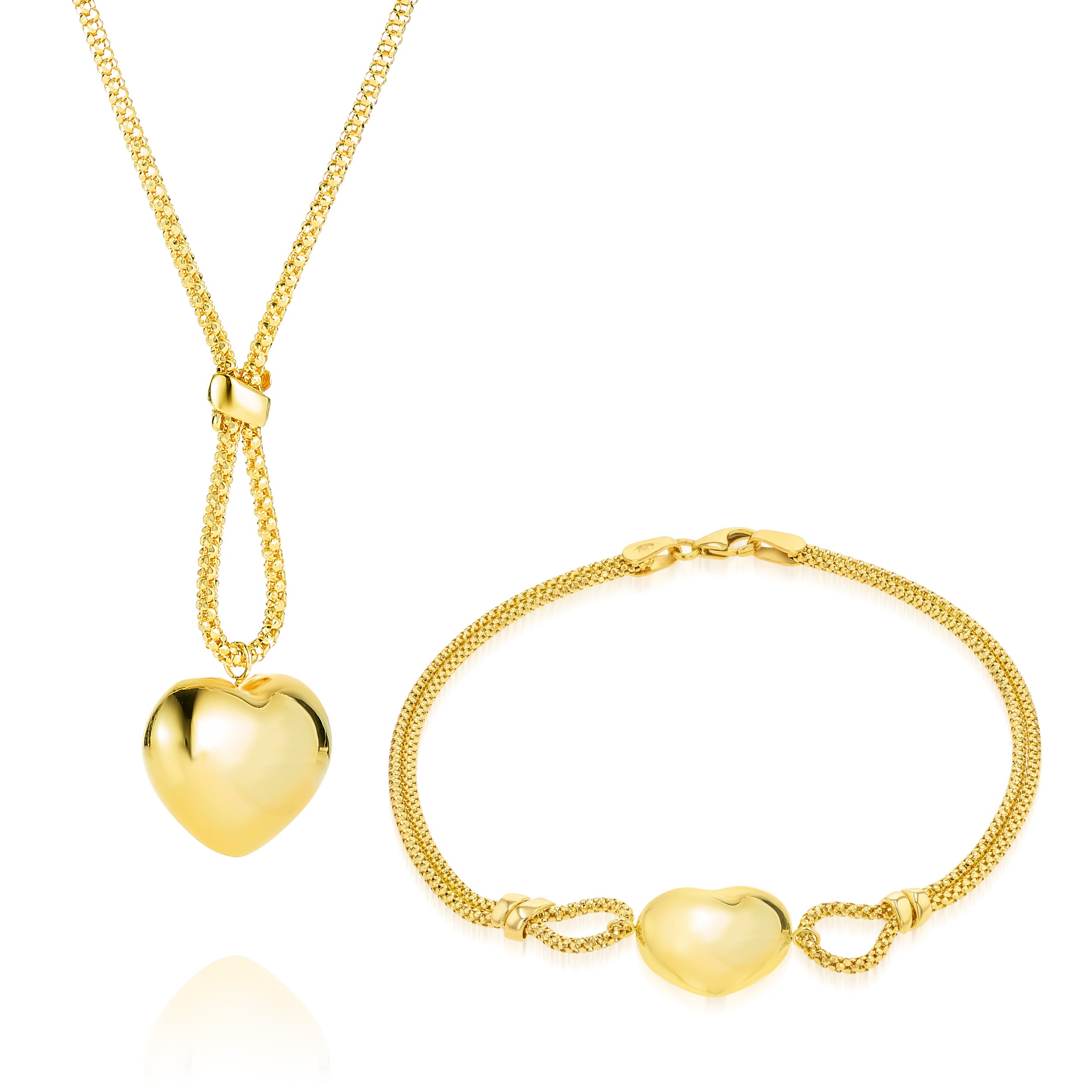 18K Pure Gold Elegant Heart Jewelry Set