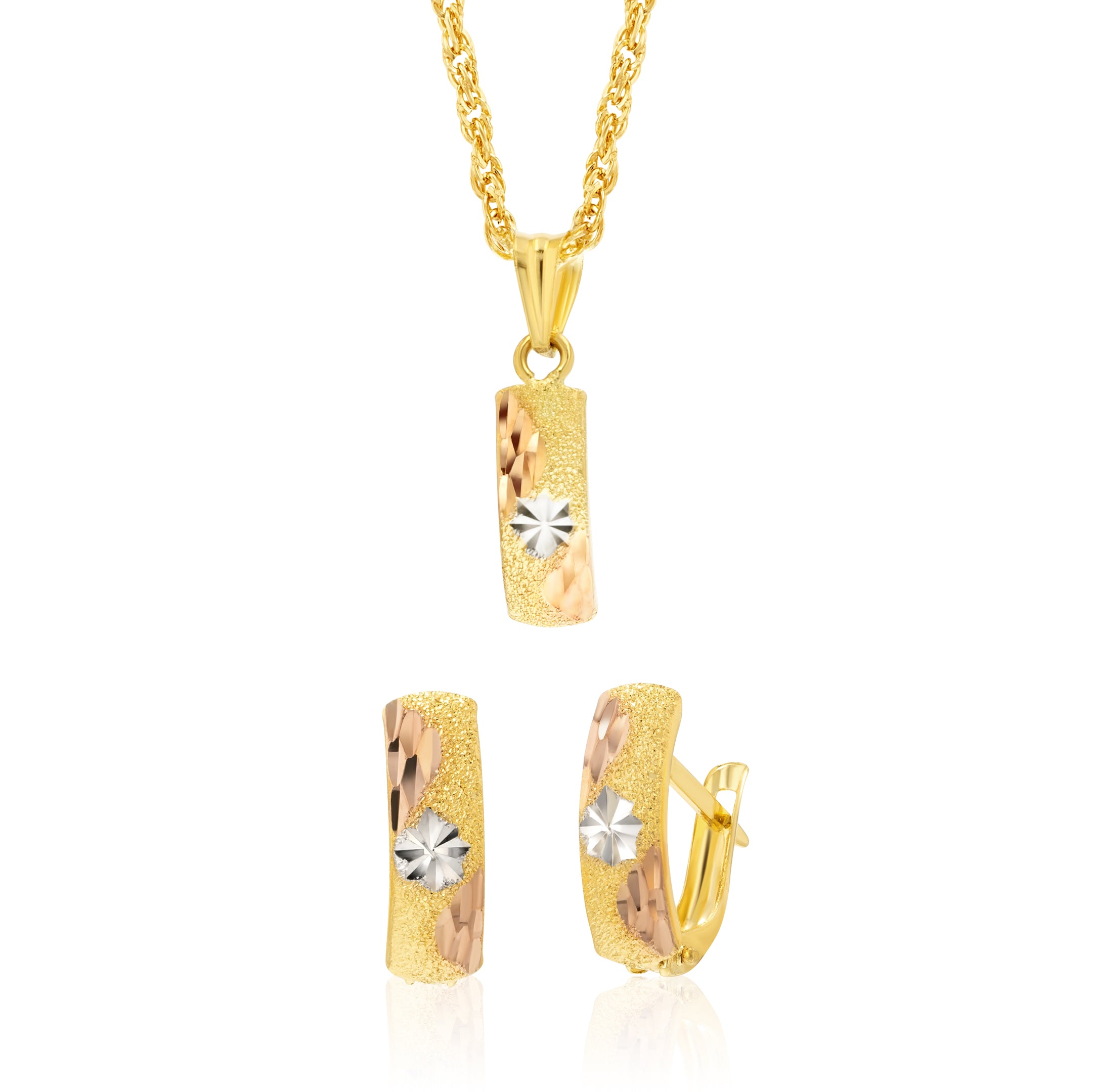 18K Pure Gold Clip Jewelry Set