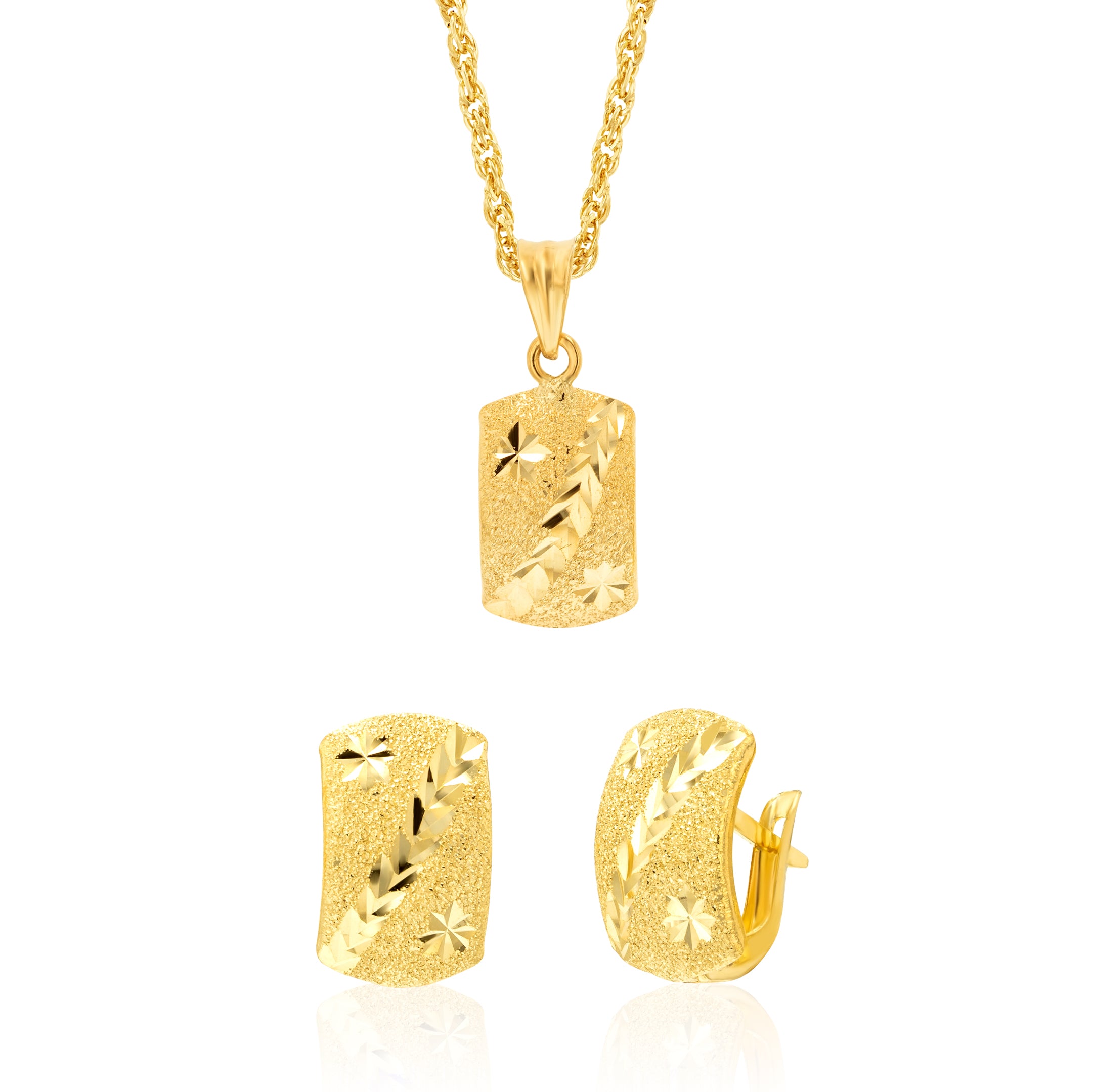 18K Pure Gold Clip Jewelry Set