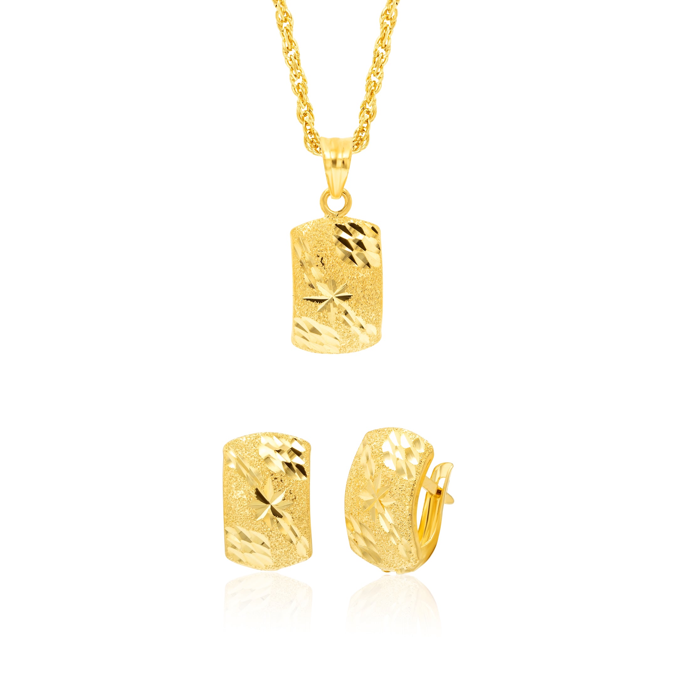 18K Pure Gold Clip Jewelry Set