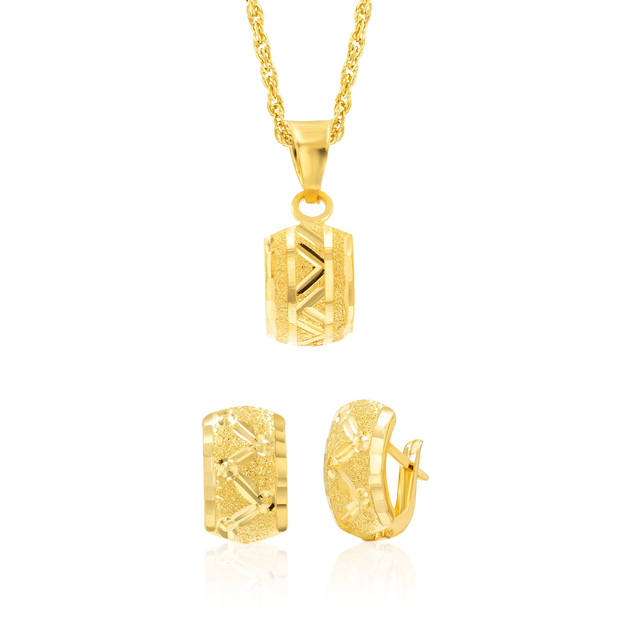 18K Pure Gold Clip Jewelry Set