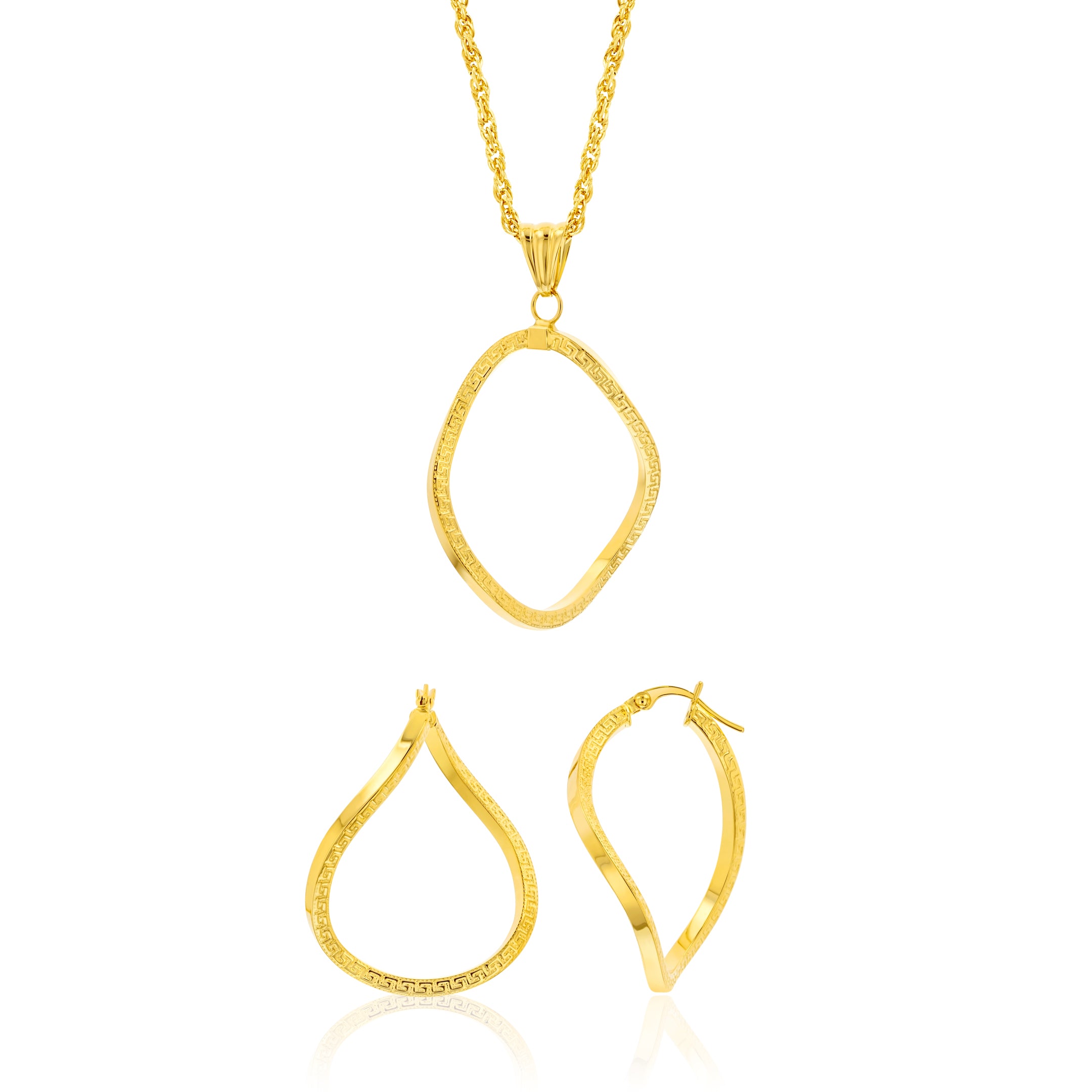 18K Pure Gold Twisted Jewelry Set