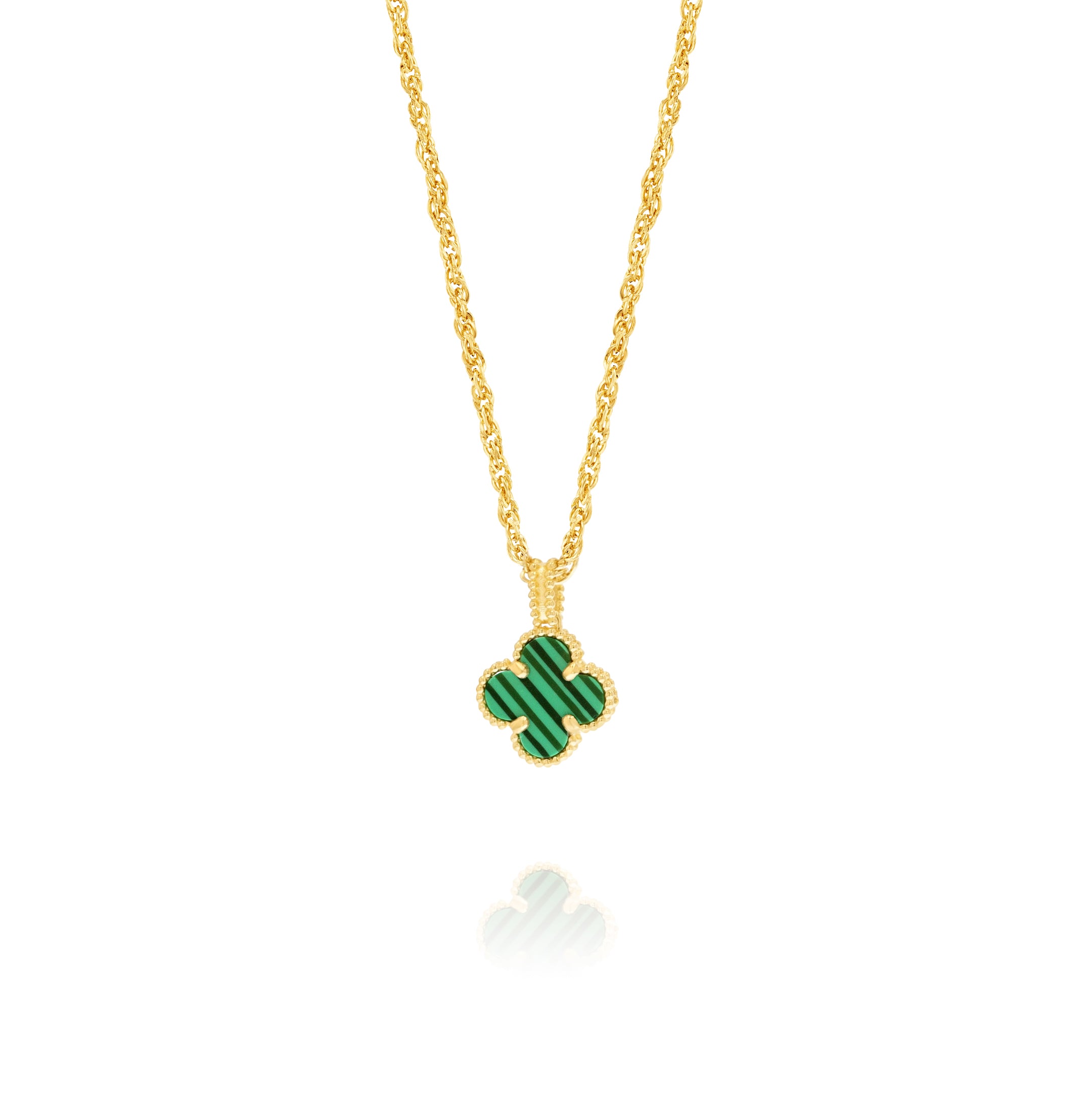 18K Pure Gold Green V.C Flower Jewelry Set