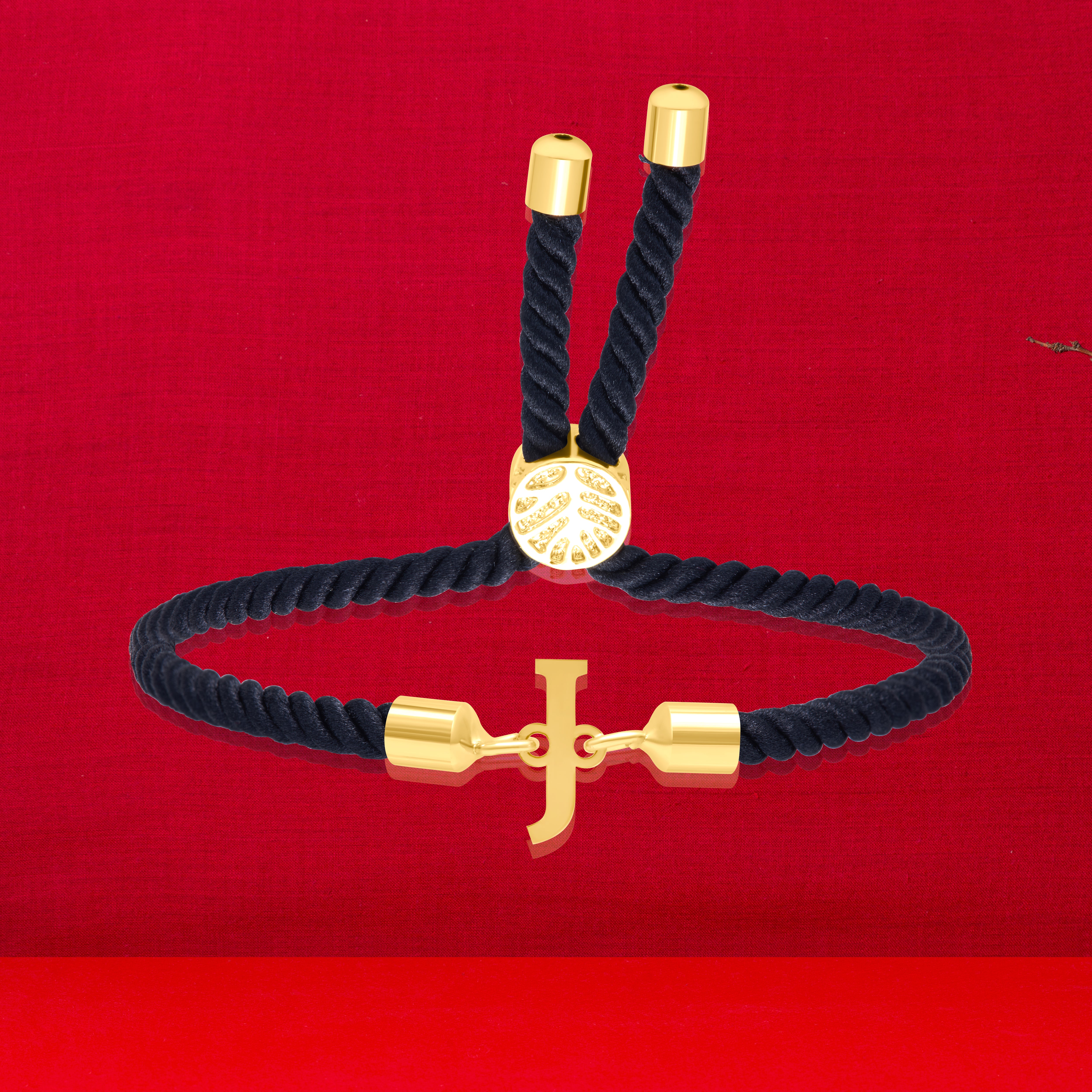18K Pure Gold Thread Adjustable Letter J Bracelet